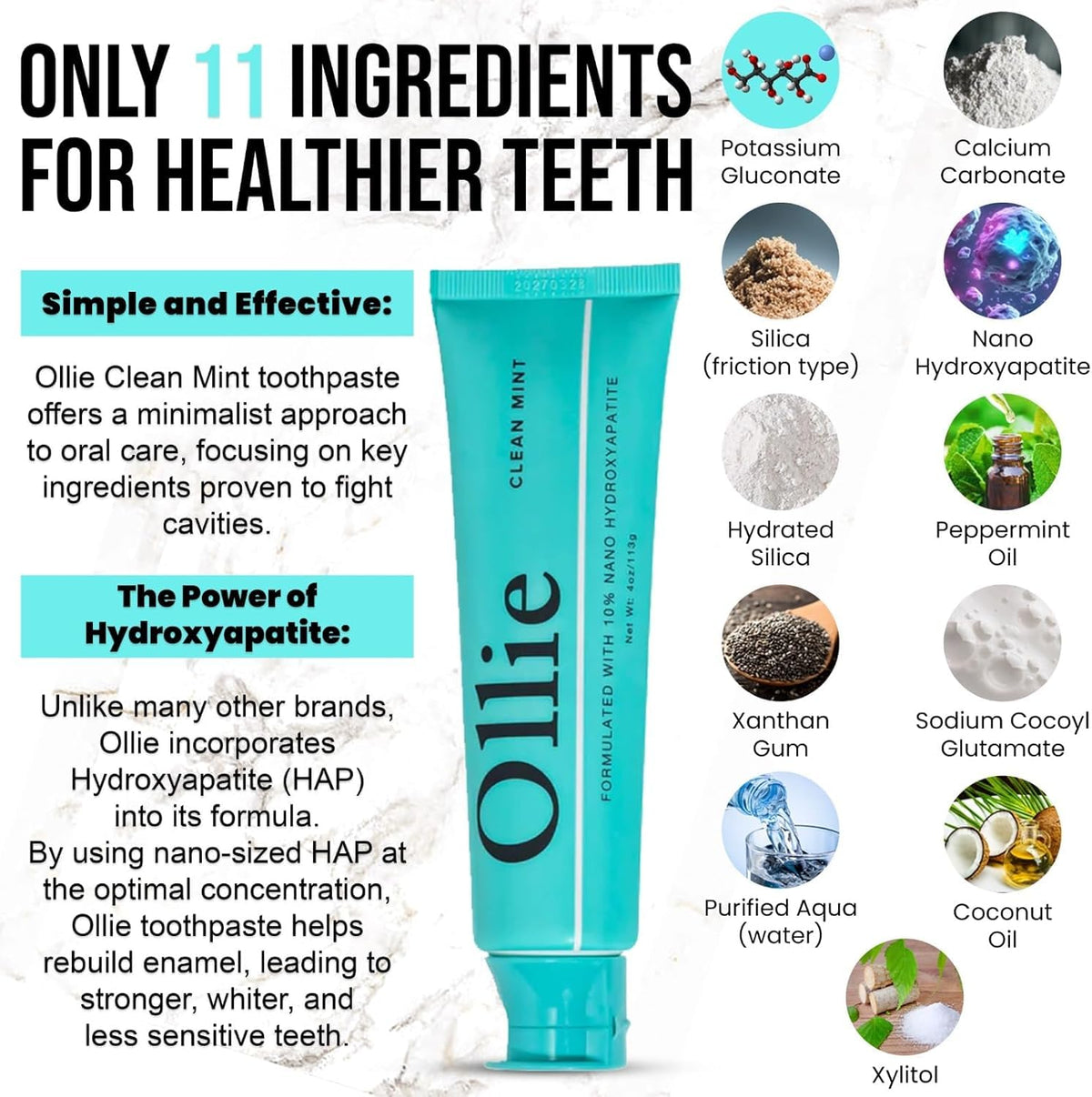 Ollie Fluoride Free 10 Nano Hydroxyapatite Toothpaste Clean - Ollie Official Imagery - 4