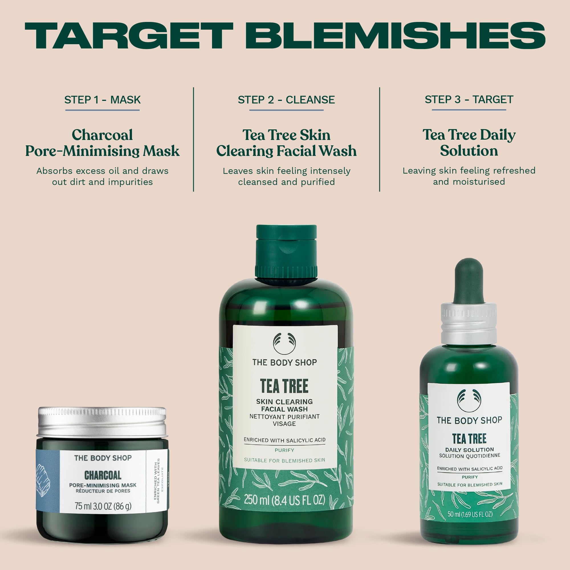 The Body Shop Charcoal Pore-Minimizing Clay Mask in a 75ml jar, featuring black clay and natural ingredients for deep pore cleansing.