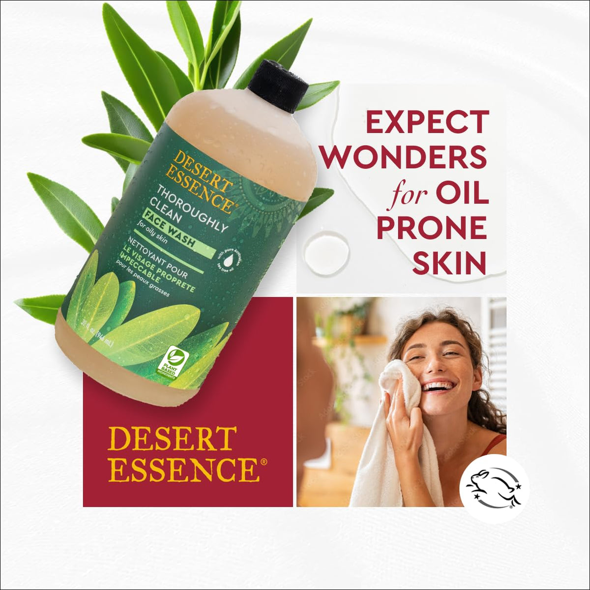 Desert Essence Thoroughly Clean Face Wash, Tea Tree, 32 fl oz – product photo (Washes)