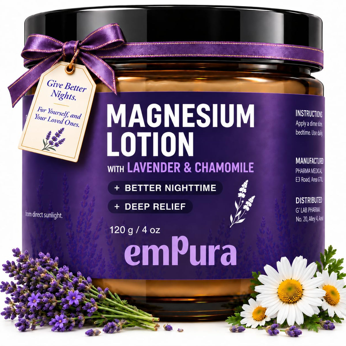 EMPURA Lavender Magnesium Lotion, Relaxing Gifts for Women, 4 Oz – product photo (Lotions)
