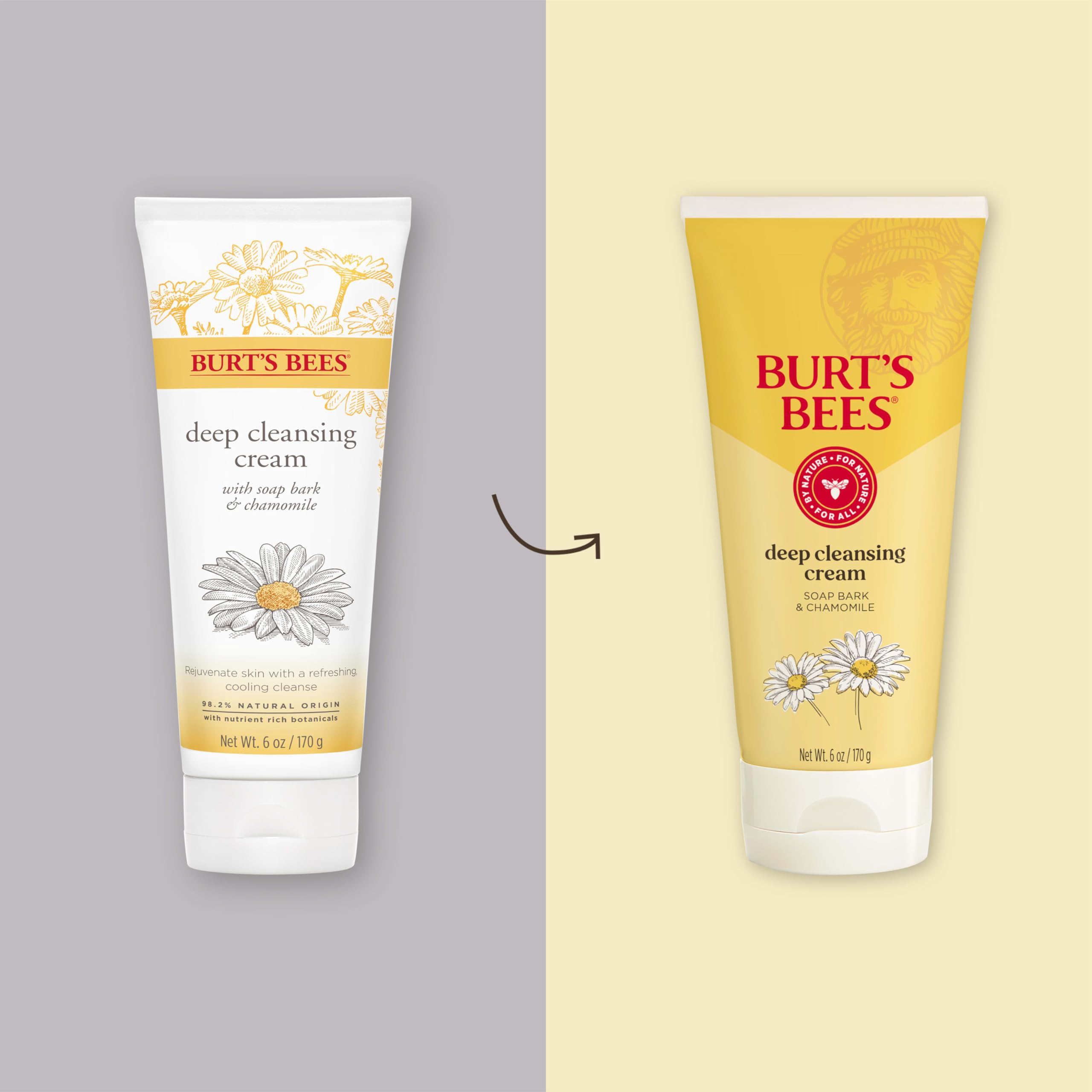 Burt's Bees Deep Facial Cleansing Cream in 6 oz bottles, natural face wash with chamomile, pack of 3, dorm skincare essentials