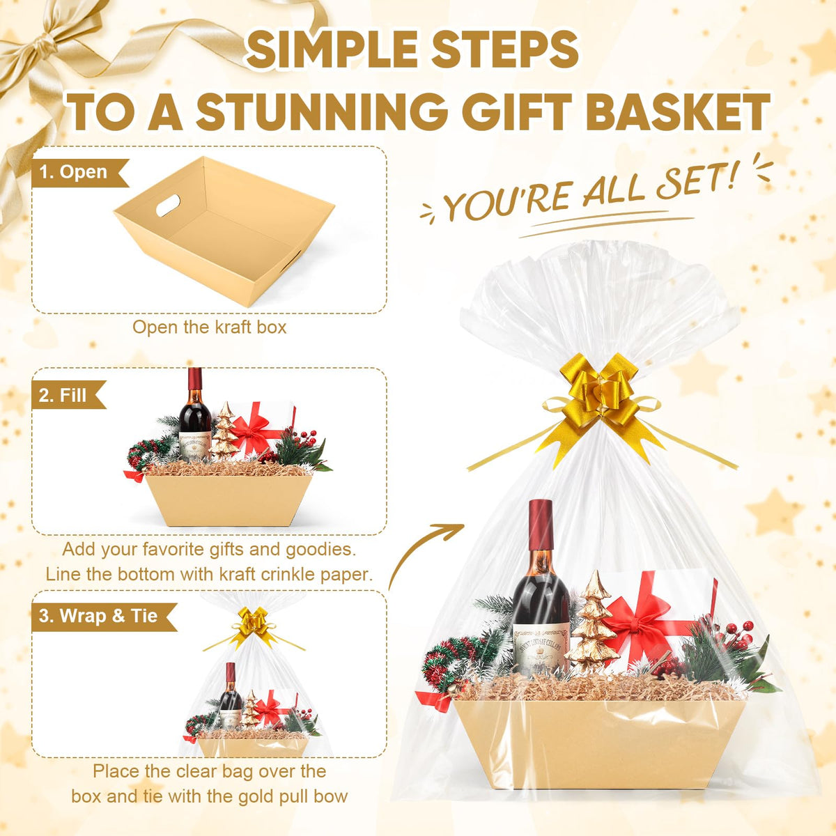 AFOROEOA 10 Pack Kraft Gift Baskets Empty 10x12 Large Basket - AFOROEOA Official Imagery - 6