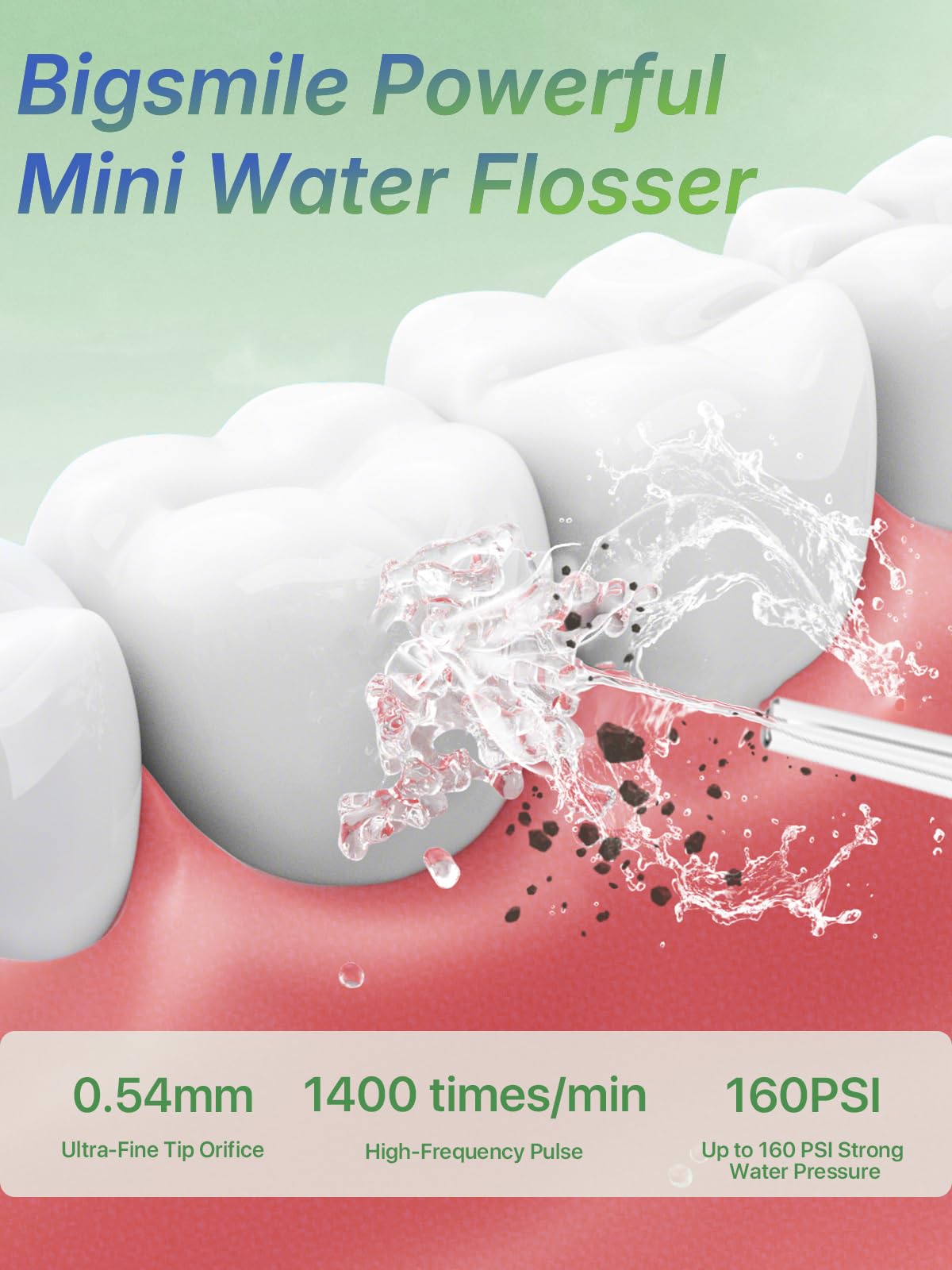 Mini Compact Water Flosser Portable Cordless Dental Pick - bigsmile Official Imagery - 3