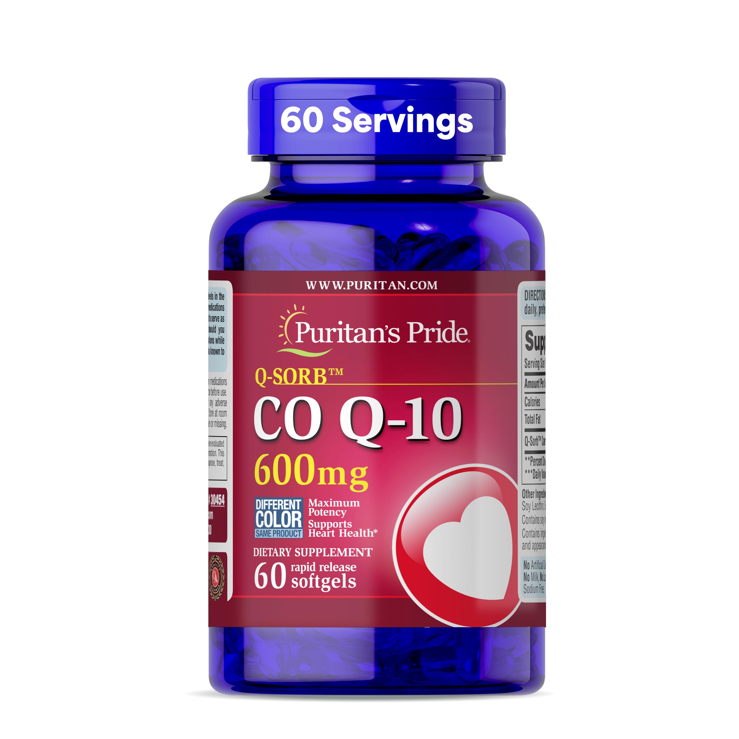 Puritan's Pride Coenzyme CoQ10 600mg, Rapid Release Softgels - Product Imagery