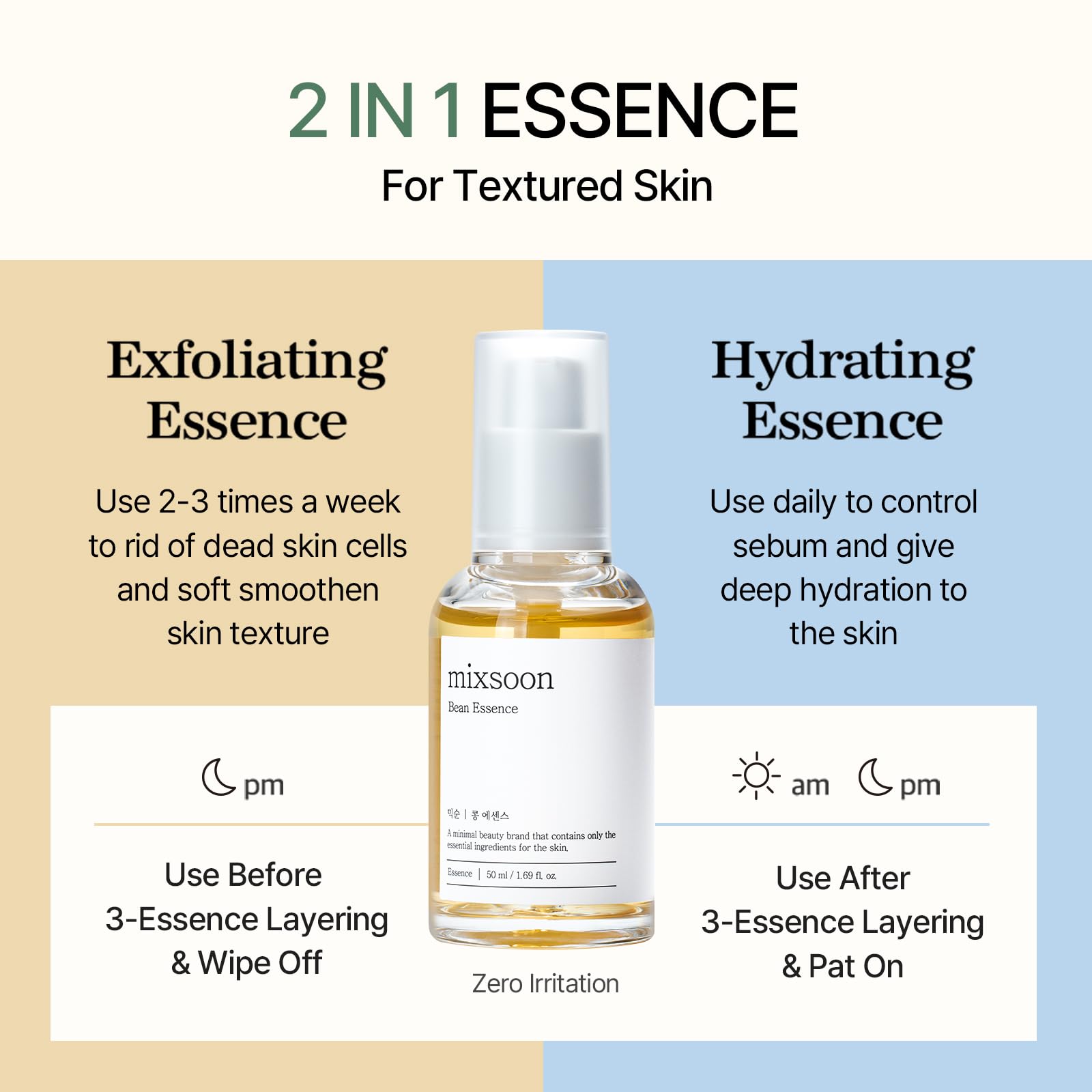 mixsoon Bean Essence Korean Skin Care, Gentle AHA Exfoliating Essence for Glass Skin Glow, Hydrating Face Serum with Fermented Bean, Smooth Skin, 30ml / 1.01 fl.oz. Korean Glass Skin Care