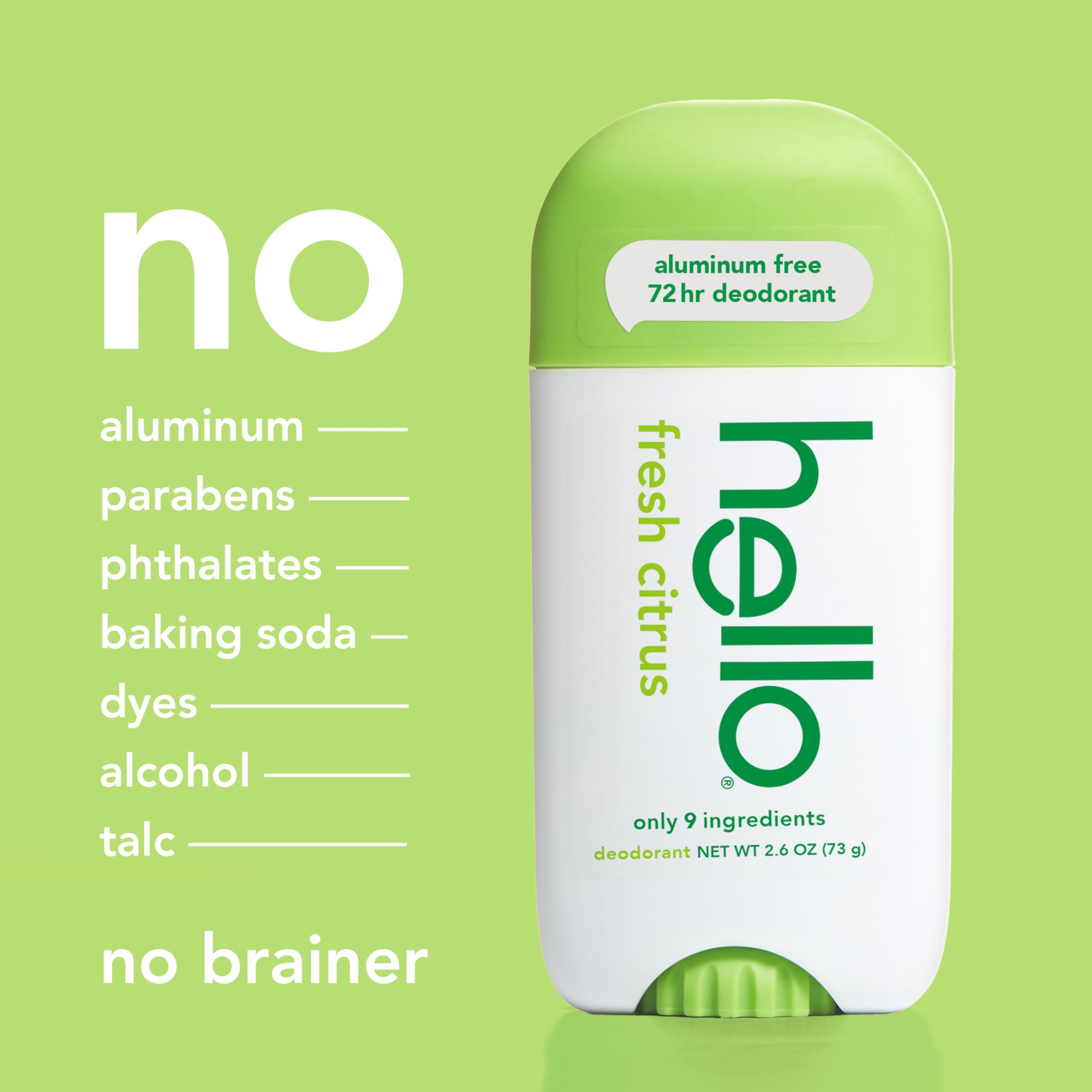 Hello aluminum-free deodorant variety 3-pack with 2.6 oz sticks, showcased in a natural light on a plain background.