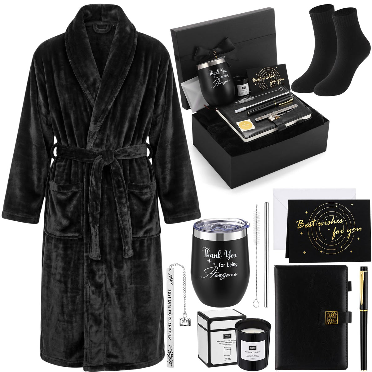 Sieral 9 Pcs Men Gift Set for Dad Husband Bathrobe Socks - Sieral Official Imagery - 1