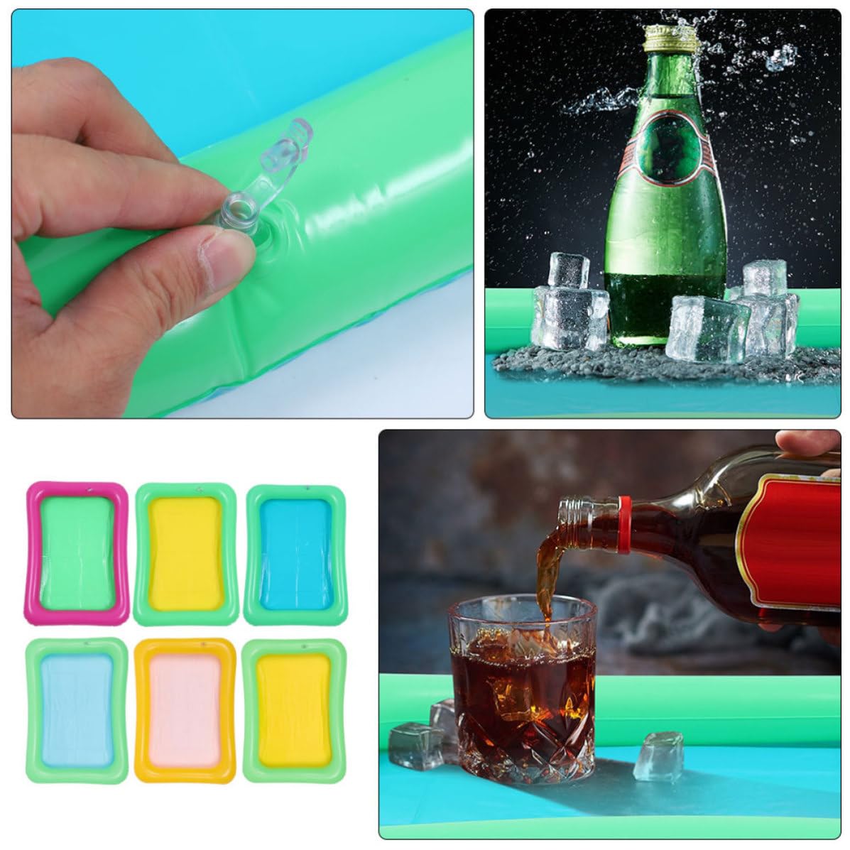 HOLIDYOYO 6 Piece Inflatable Buffet Cooler Serving Tray Set for Parties – full view