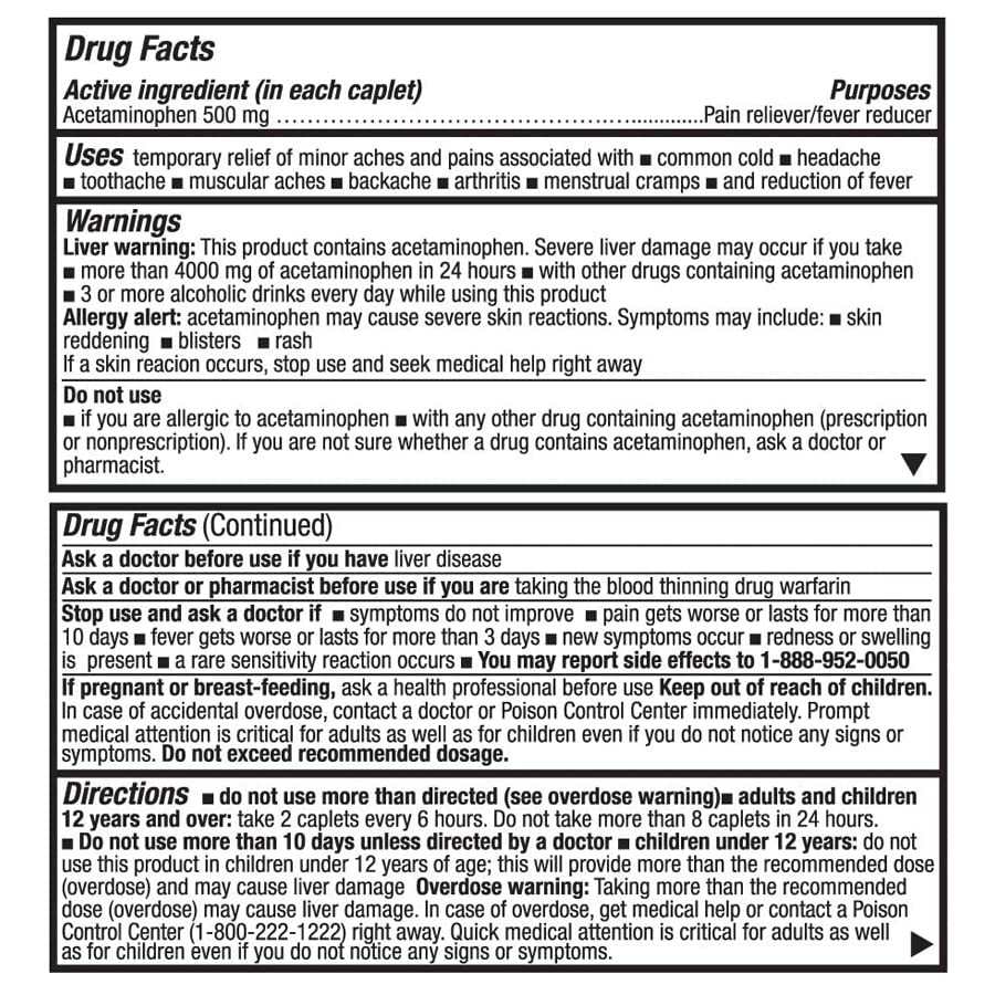 HealthA2Z® Extra Strength Pain Relief, Acetaminophen 500mg, 500 Count