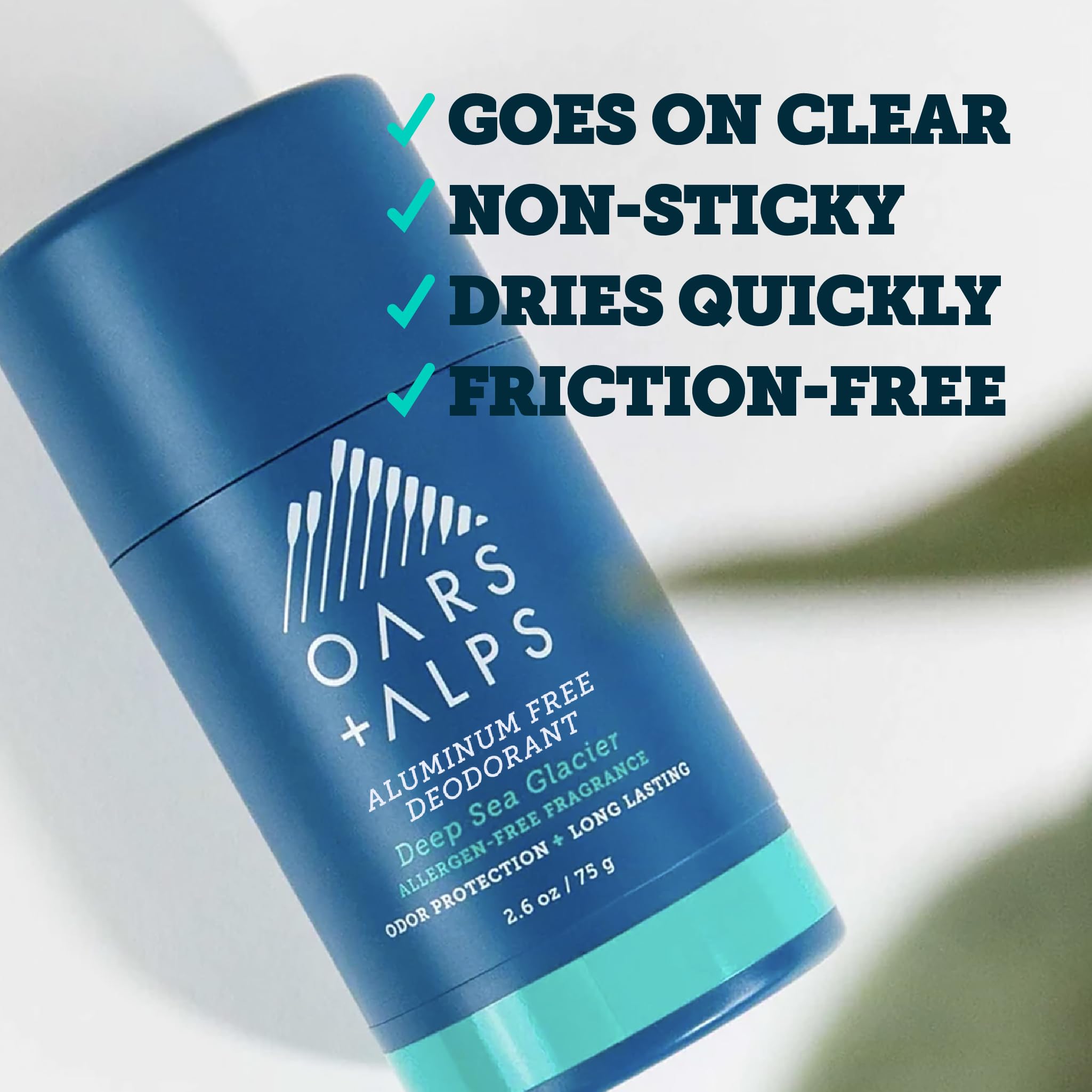 Oars + Alps aluminum-free men's deodorant clear sticks, 2.6oz, in a 2-pack, with a clean, natural deodorant formula.