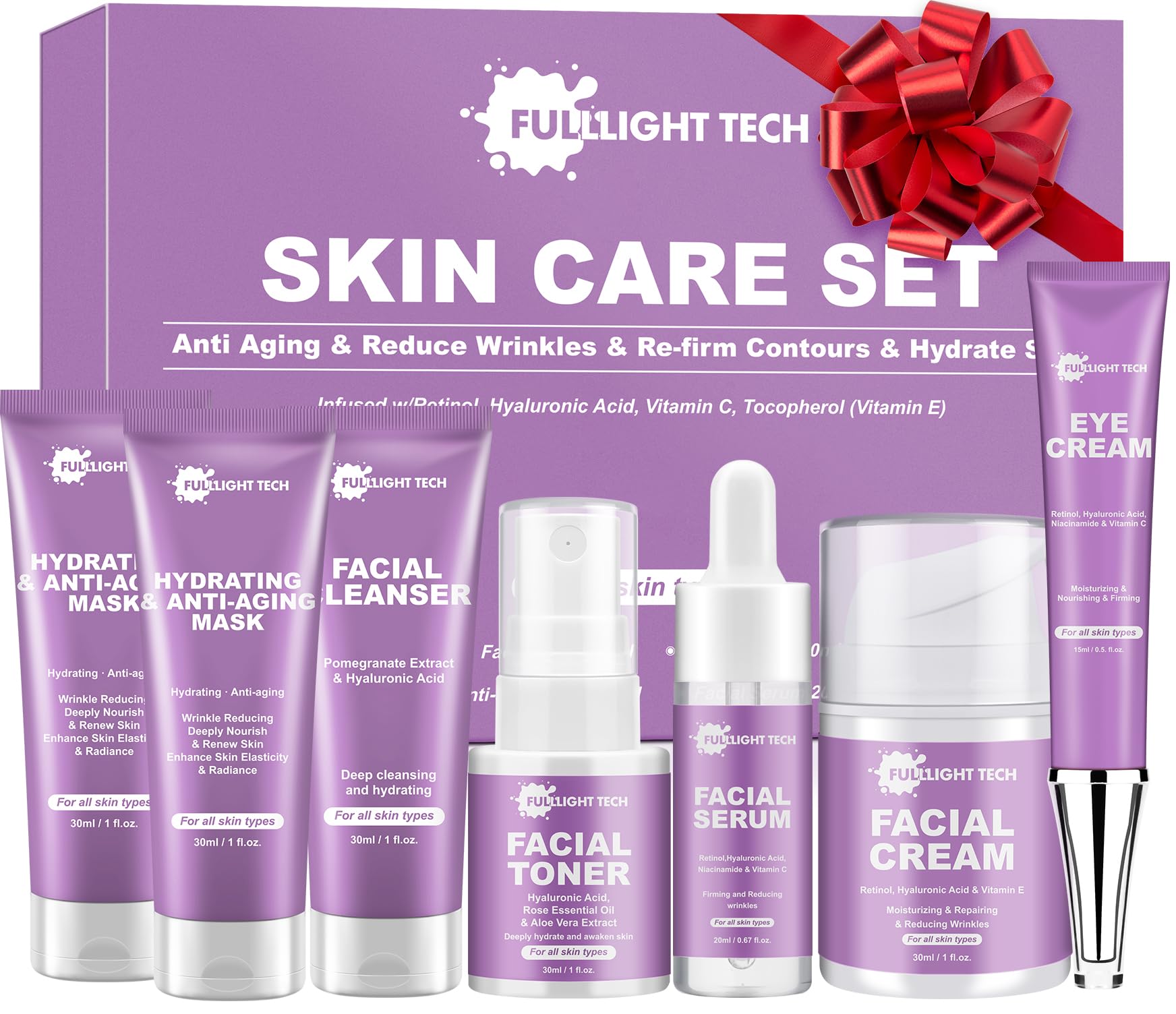 Skin Care Set,7 PCS Anti-aging,Firm Skin Care Kit,Women Skincare - Product Imagery