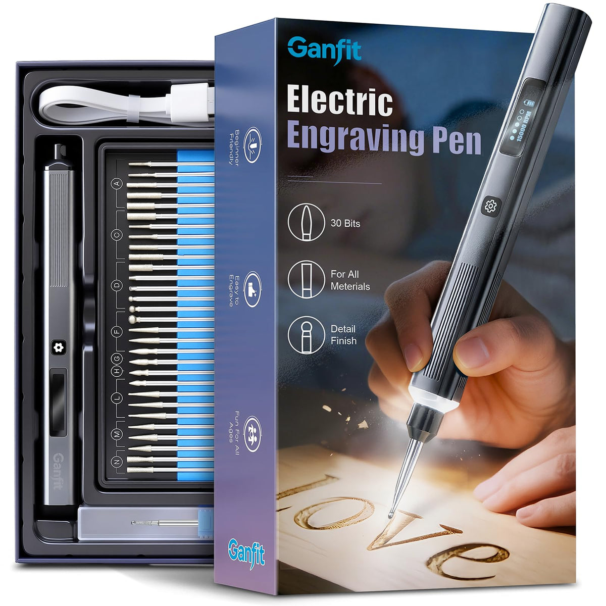 GANFIT Engraving Pen for Metal, Wood, Glass and Plastic, Gift for Teens,Grey – Grey