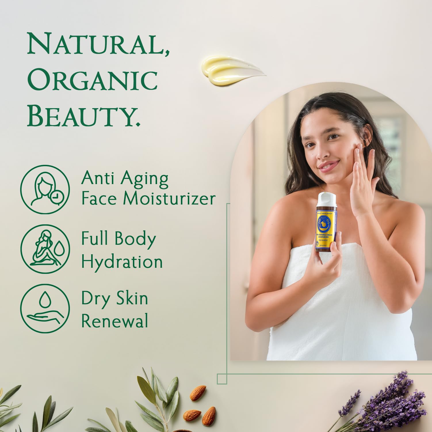 Ancient Greek Remedy organic face moisturizer for dry skin, hydrating facial and body butter cream in a jar.