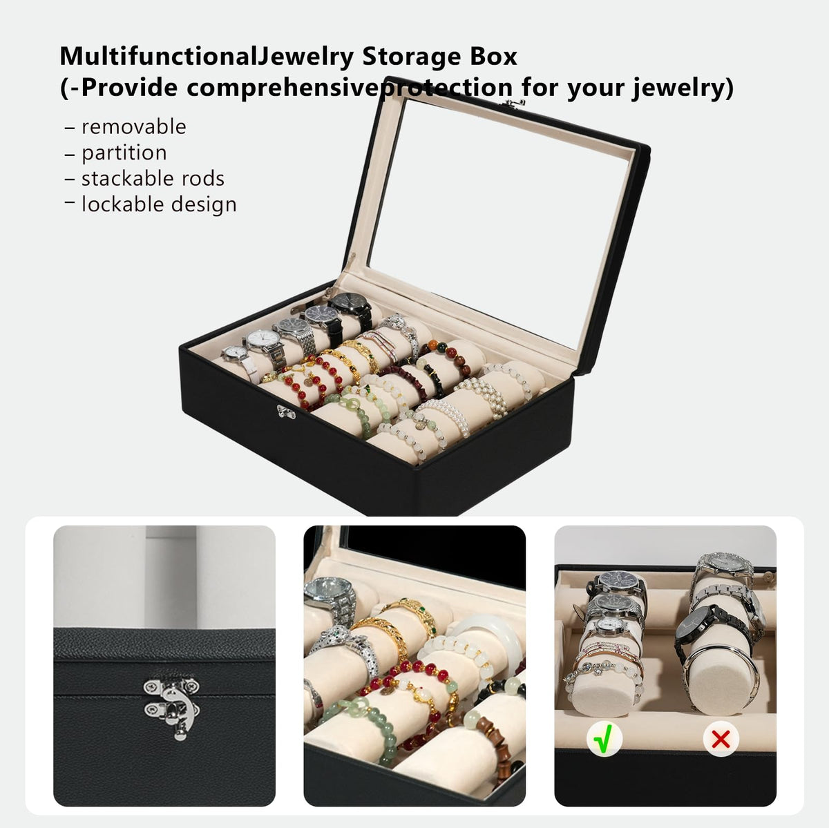 OrizeGe Bracelet Holder Rods Bangles Box Organizer Display – alternate angle