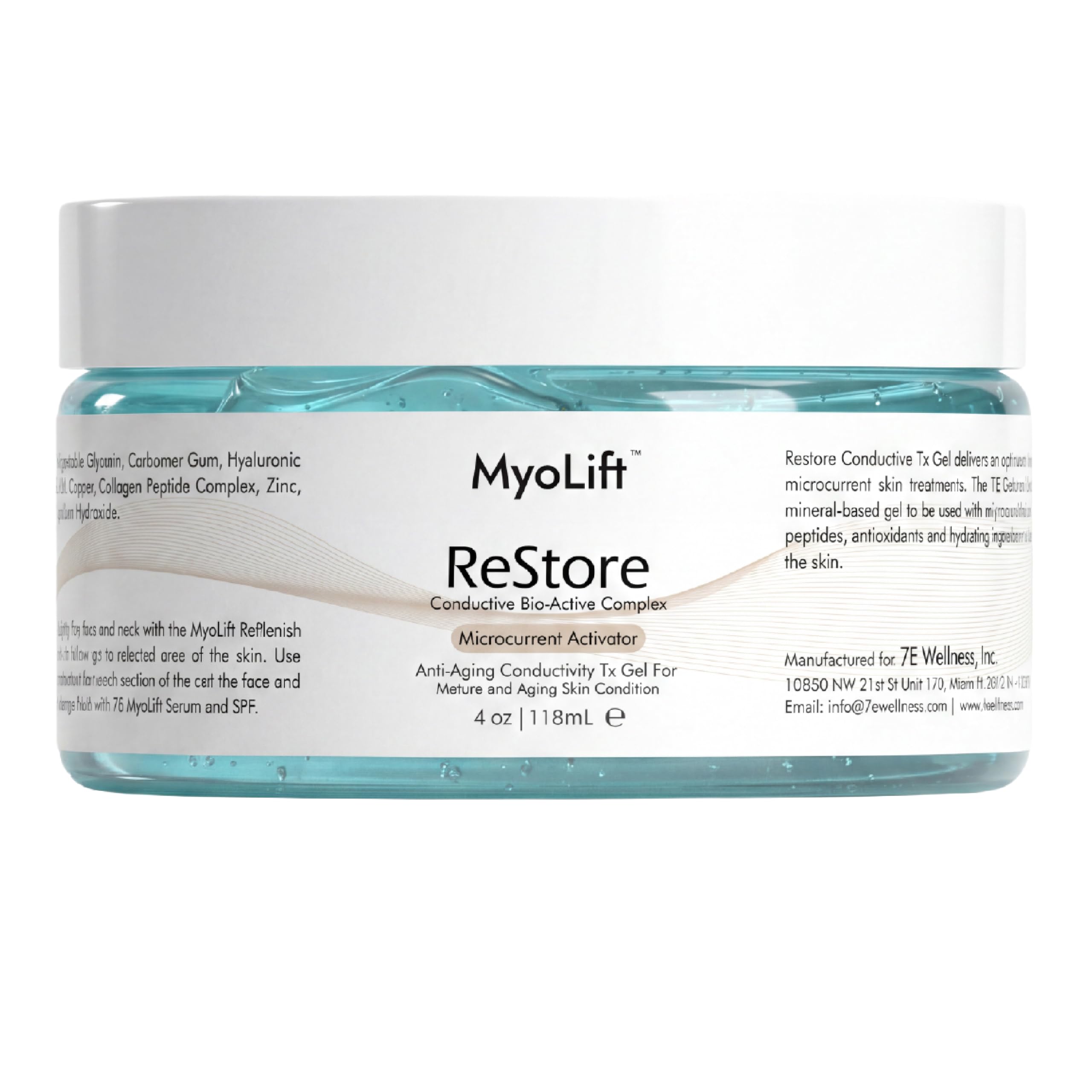 myolift 7E Wellness ReStore Gel, 4 oz, Microcurrent Conductive - Product Imagery