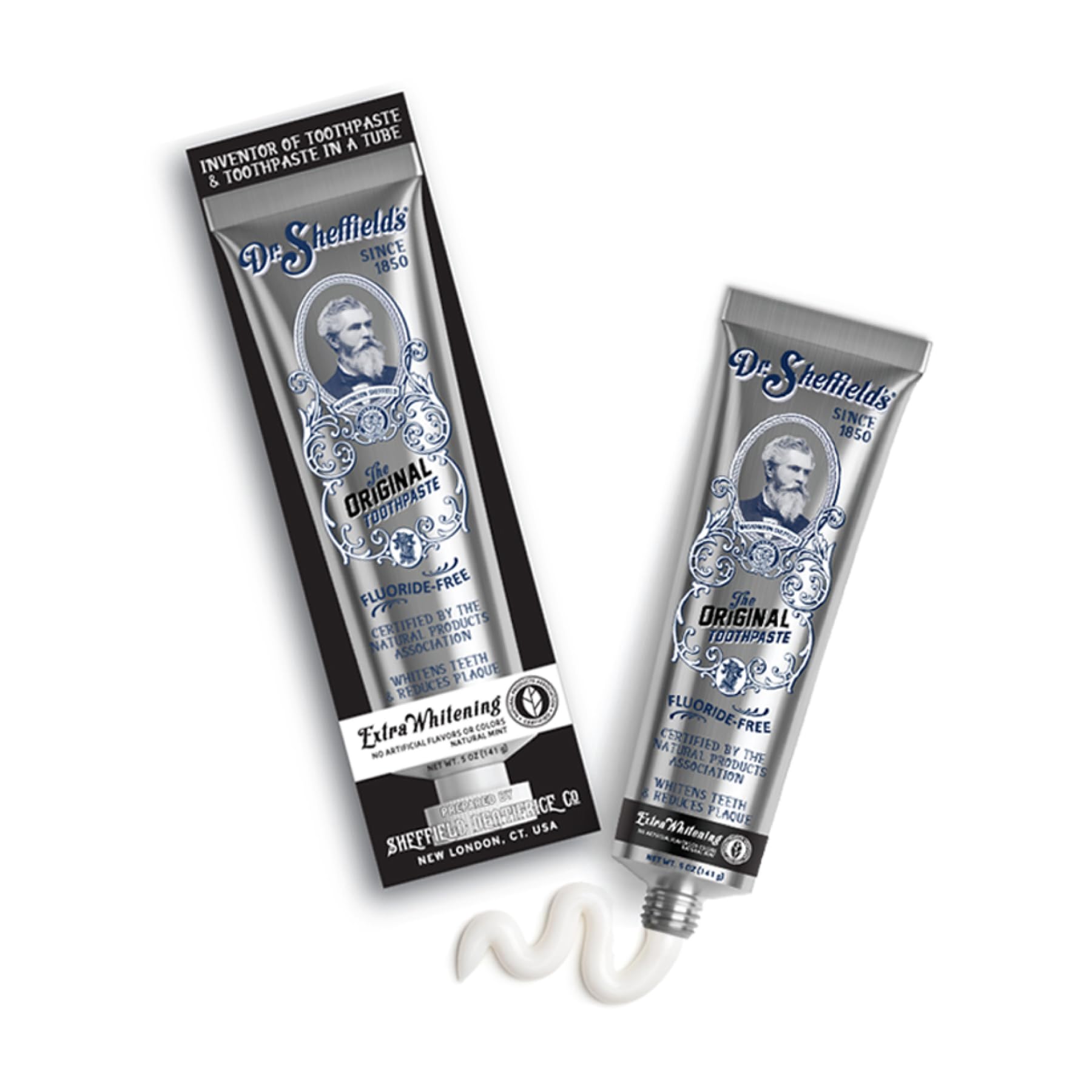 Dr. Sheffield's Fluoride Free Whitening Toothpaste, Mint, No SLS, 2-Pack