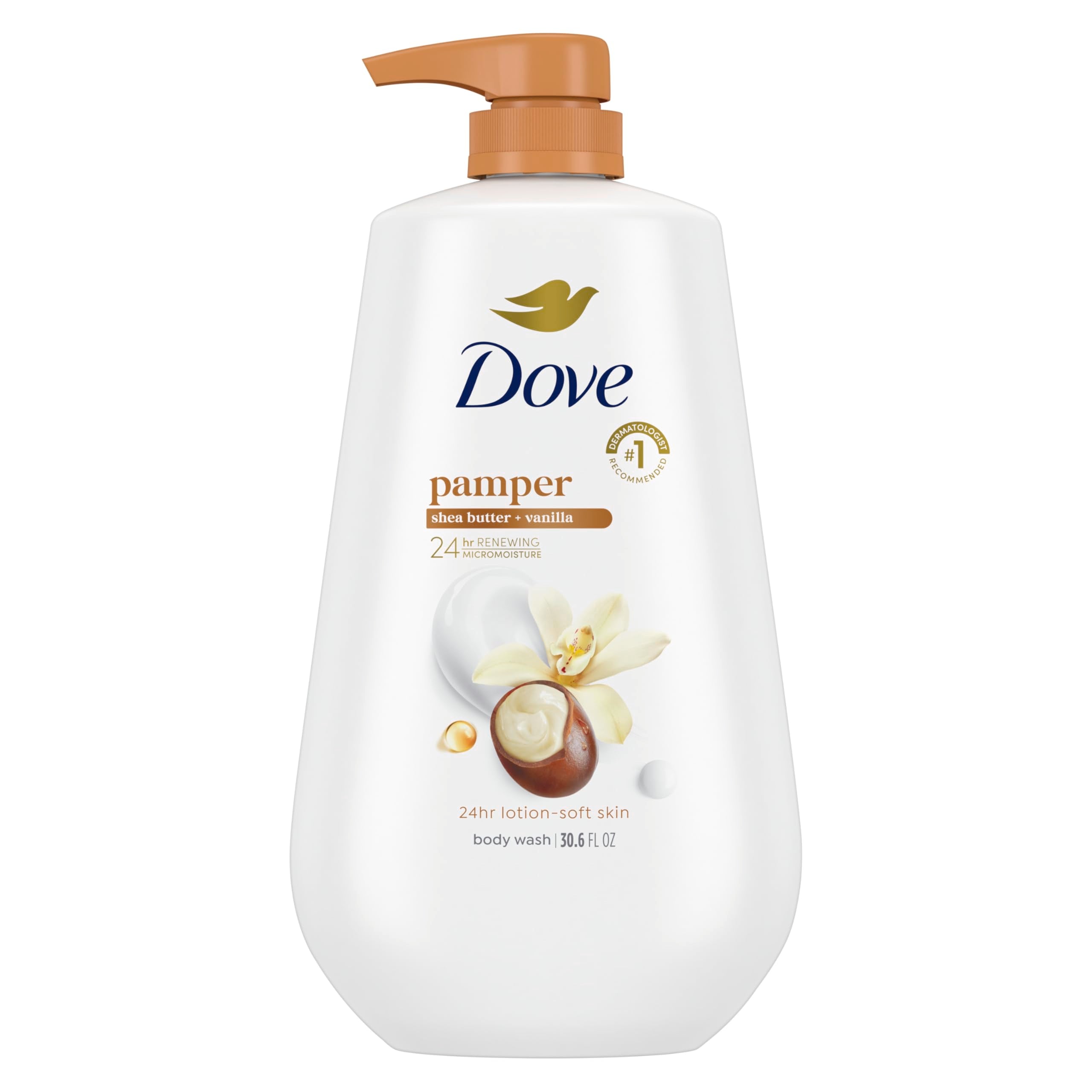 Dove Body Wash Pamper Shea Butter & Vanilla 30.6 oz Pump, Sulfate Free