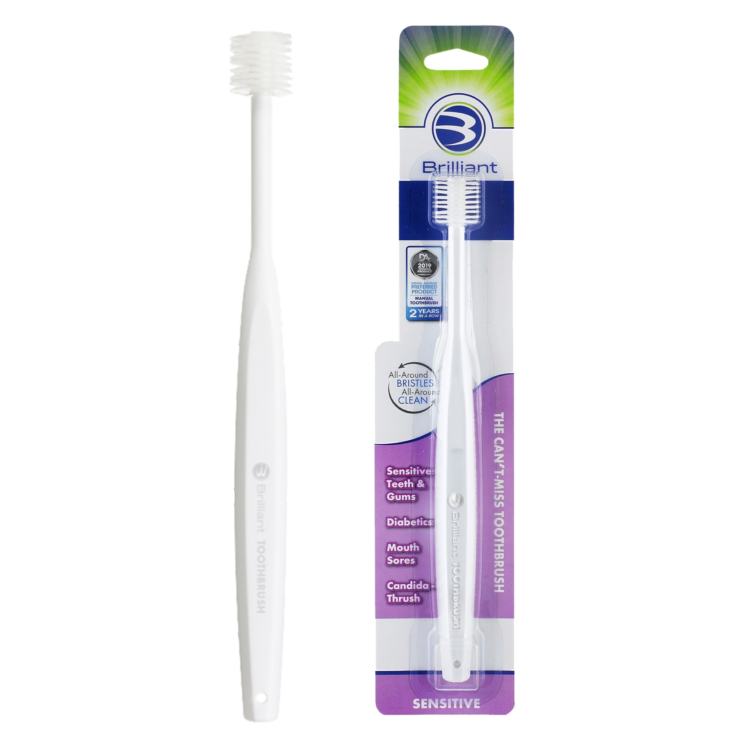 Brilliant Oral Care Adult Sensitive Toothbrush with Extra Soft - Product Imagery