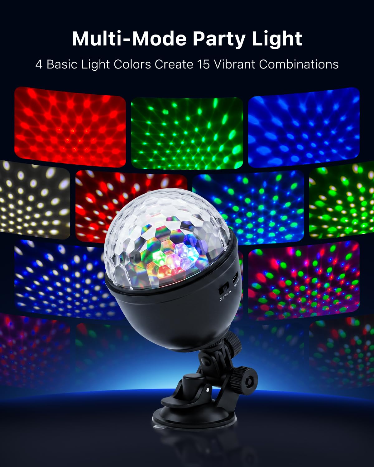 FALOVE 2 Pack Cupcake RGB Disco Ball Lights for Party & Ambient Night Light – Black, Plastic