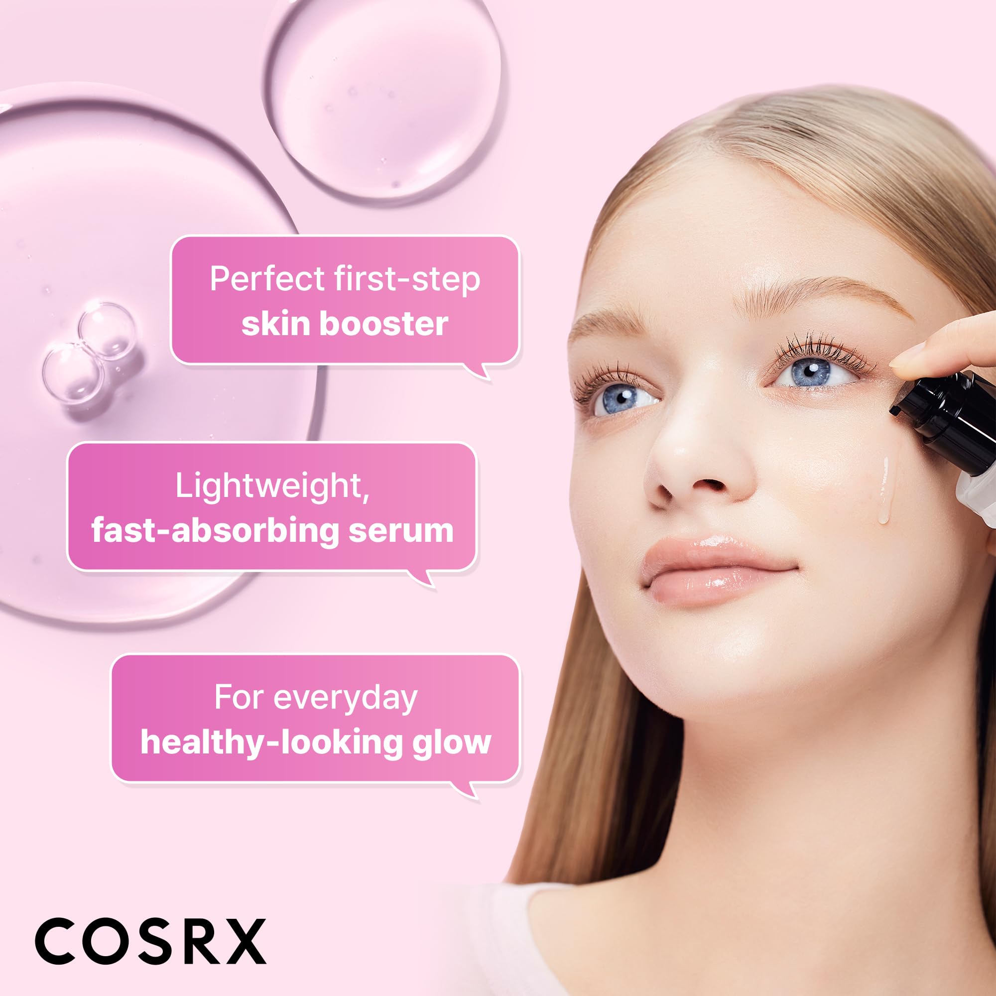 COSRX 6X Peptide Collagen Booster Skin Serum in a 5.07 oz bottle, showing the serum's sleek packaging and applicator.