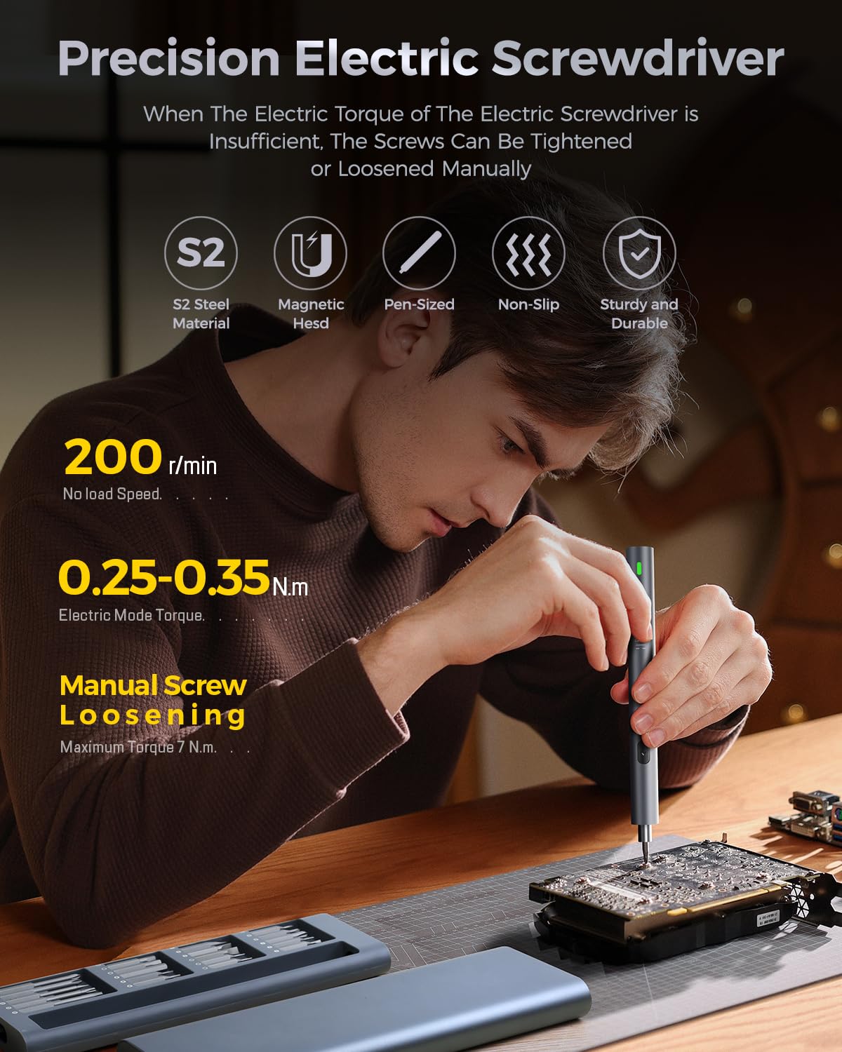 LIFEGOO Mini Electric Screwdriver Set 62-IN-1: Small Electric Screwdriver Cordless – close-up detail
