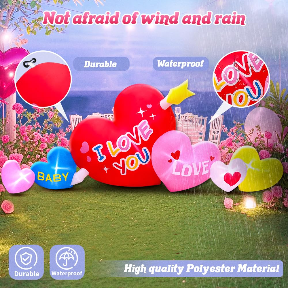 KOOY 9FT Mothers Day Inflatables Outdoor Decorations, Valentine Blow Up Inflatable Hearts Decoration, Love Inflatable Va