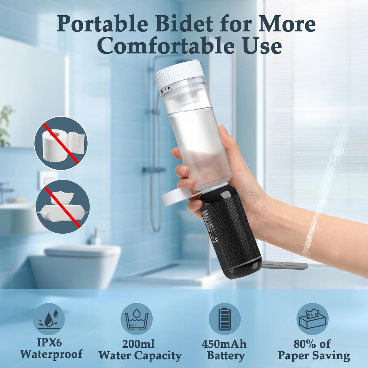 Portable Bidet for Travel Rechargeable Waterproof Sprayer - jutimer Official Imagery - 4
