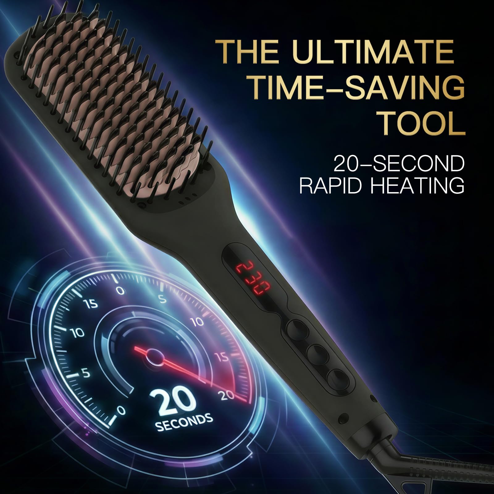 MegaWise Pro ceramic ionic hair straightener brush, electric hair iron with ceramic plates for smooth, shiny hair styling.