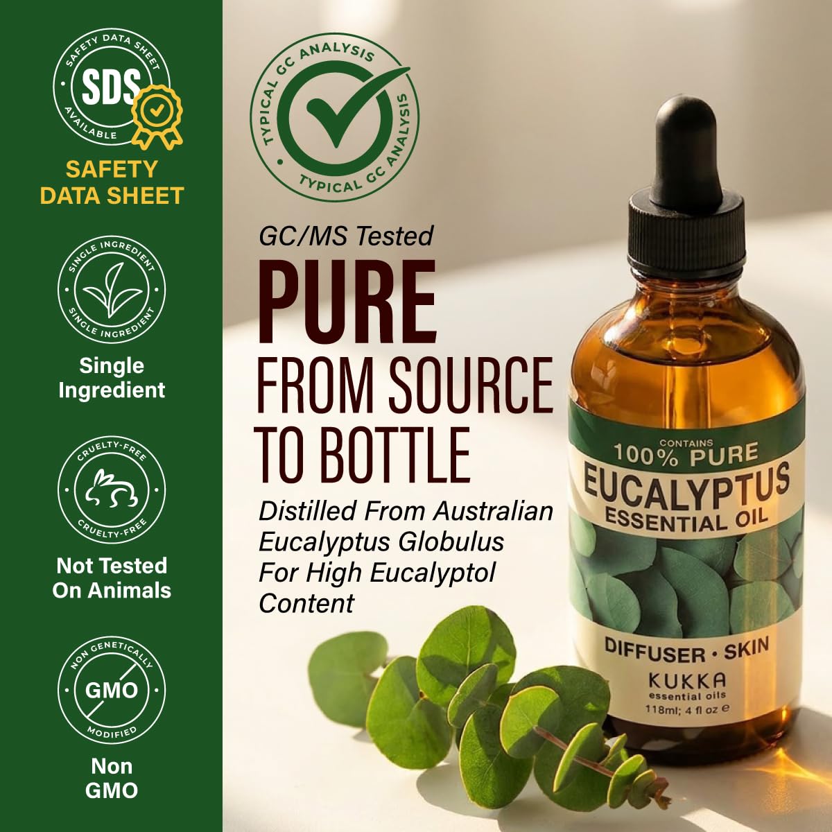 KUKKA 100% Pure Eucalyptus Essential Oil 4 fl oz