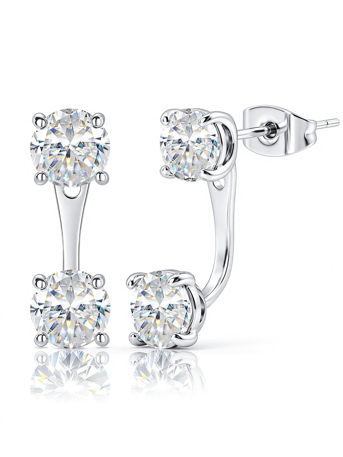 EIoways 1-3CT Moissanite Earring Jacket for Women, Front Back Stud Earrings – Copper, 6mm