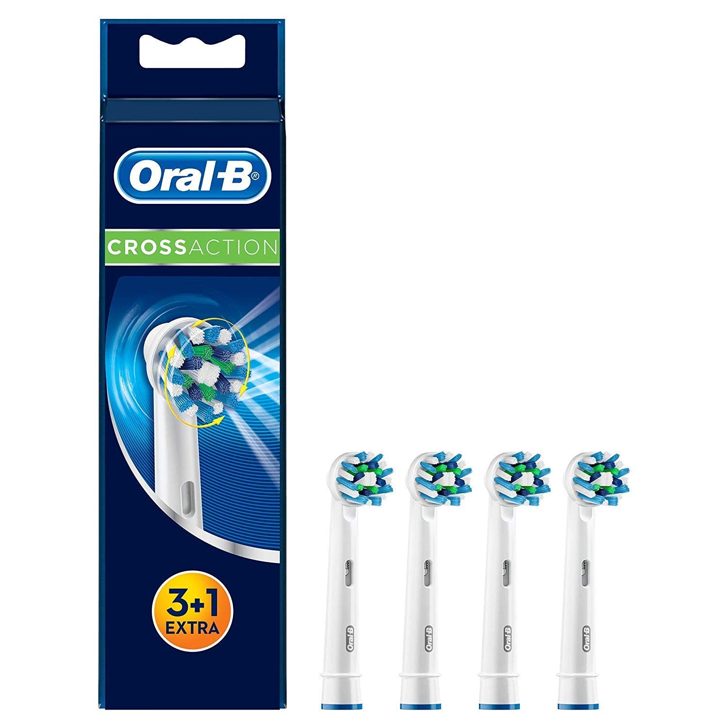 Oral B Cross Action Replacement Electric Toothbrush Heads x4 - Product Imagery
