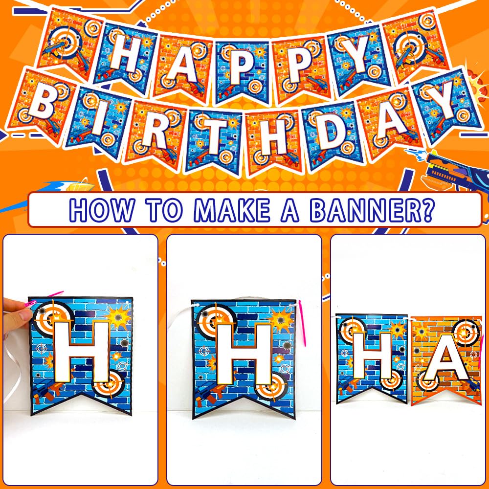 Fruitful Jewelry 161 Pcs Dart War Birthday Decorations Dart War Party Plates Balloons Banner – product photo (Plates)