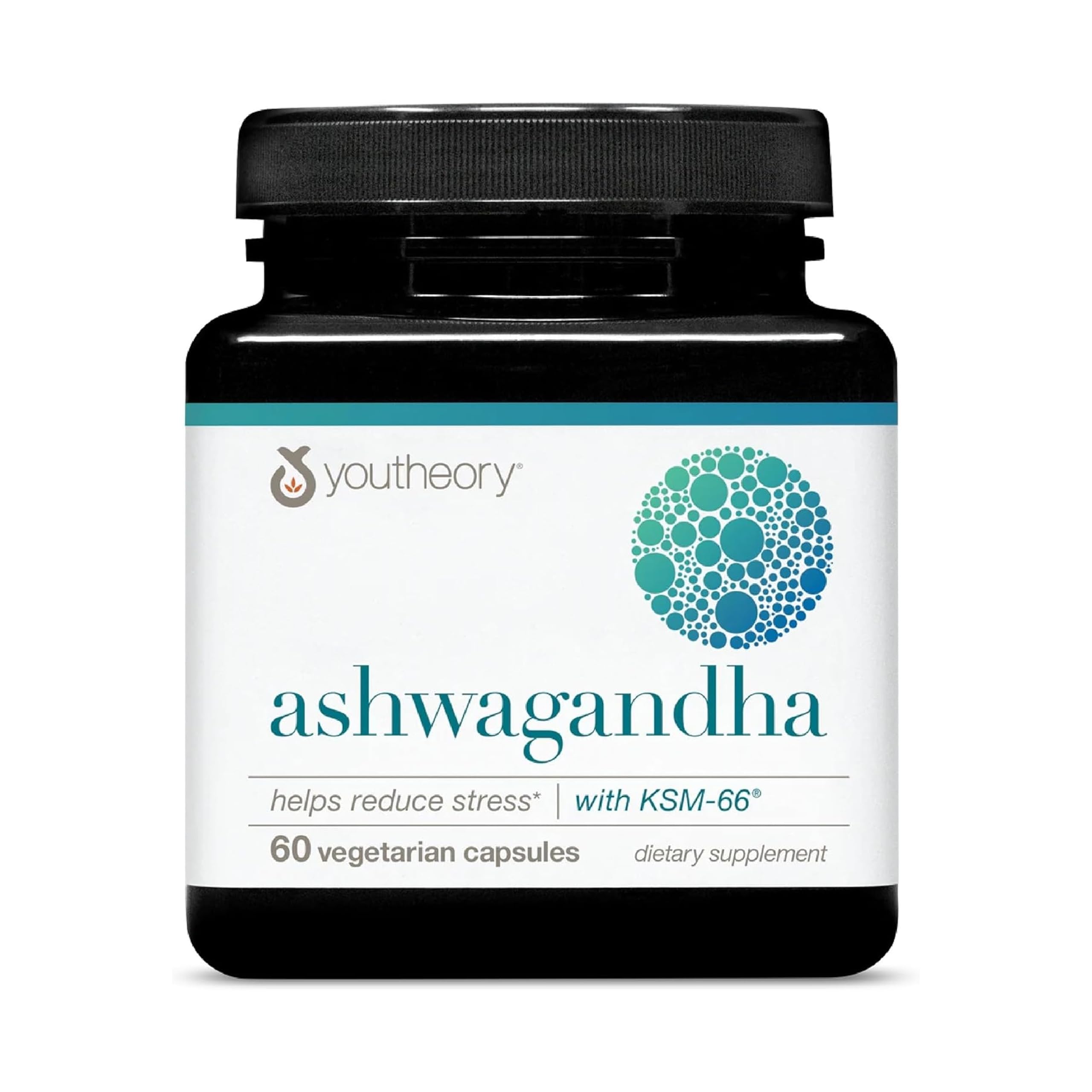 Youtheory Ashwagandha, 1,000 mg, 60 Vegetarian Capsules, 30-Day - Product Imagery
