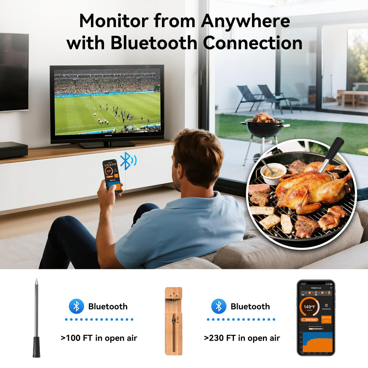Wireless Meat Thermometer Smart APP Rechargeable Christmas - Newise Official Imagery - 4