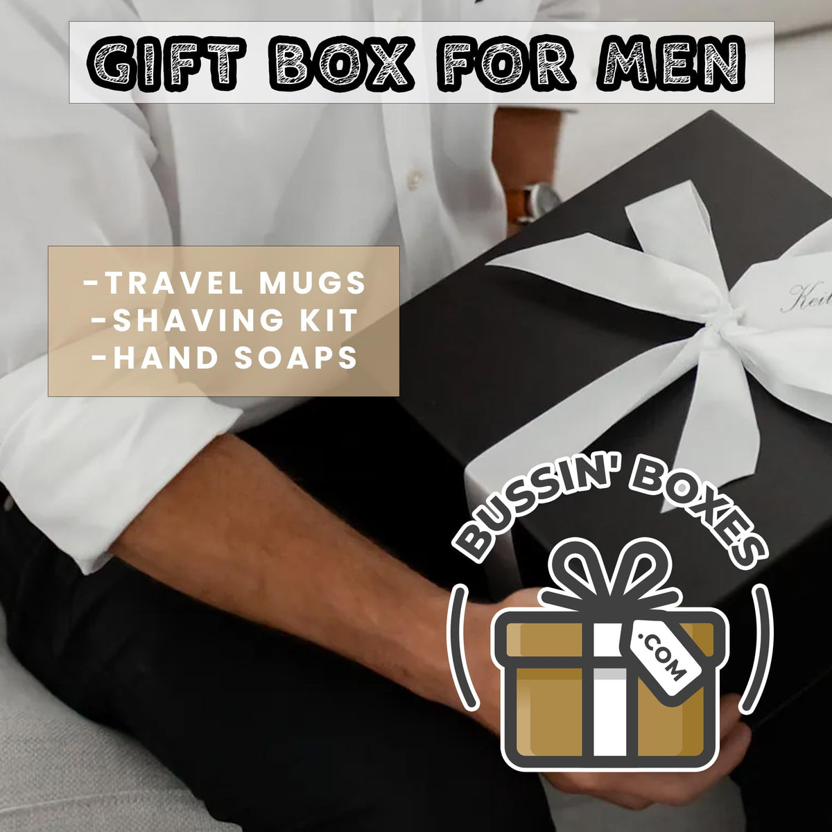 Gift Box for Men with Premium Shaving Kit Stainless Steel - Bussin Boxes Official Imagery - 2