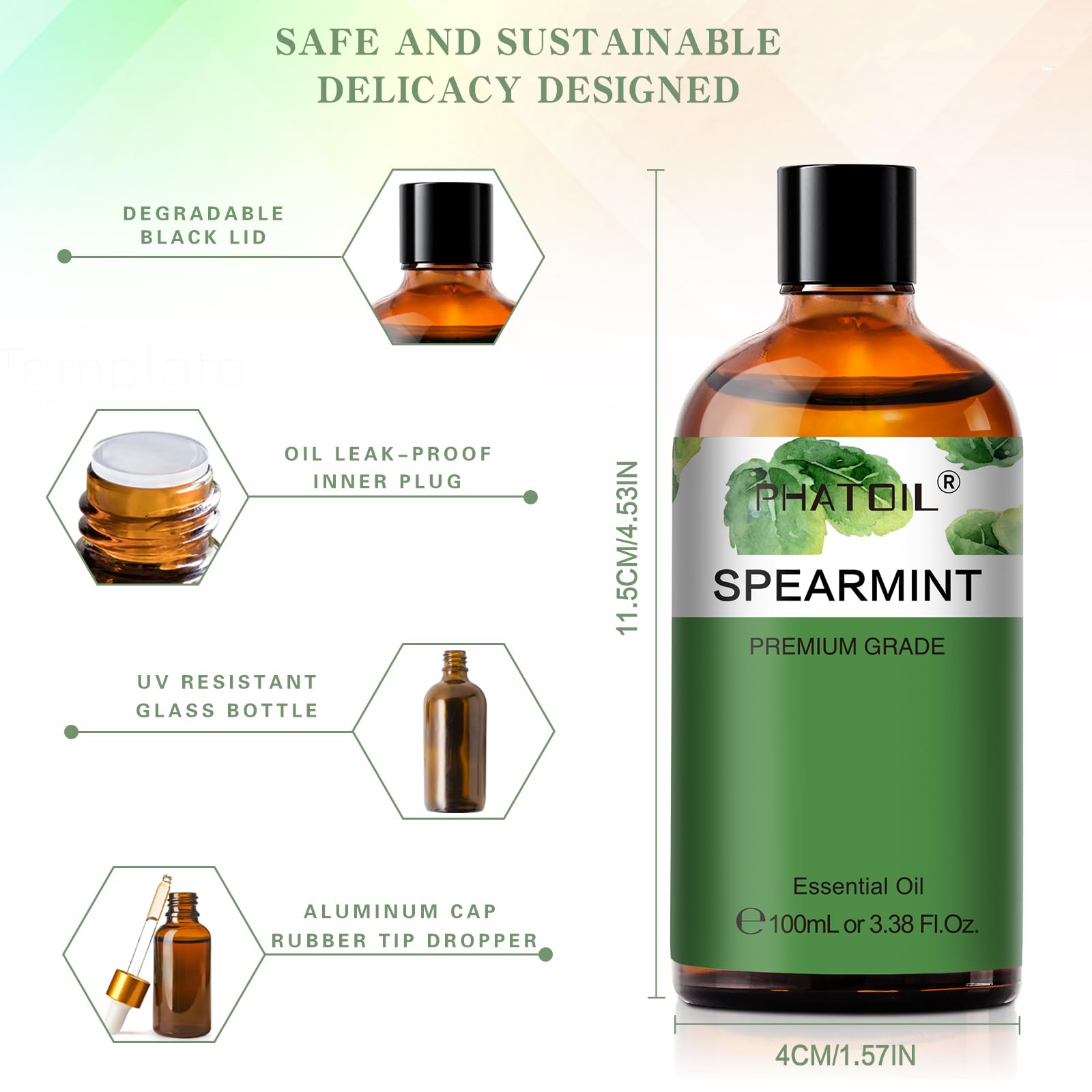 Spearmint Essential Oil for Diffuser Aromatherapy, Soap Making 3.38fl.oz