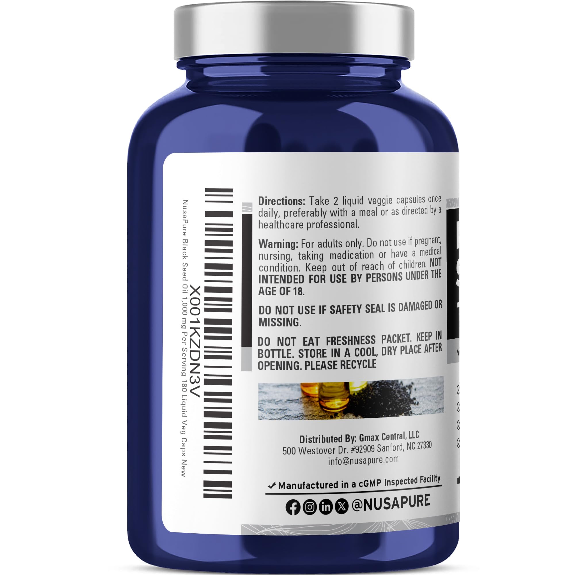 Black Cumin Seed Oil, 1000mg, 180 Liquid Veggie Capsules - 90 Servings