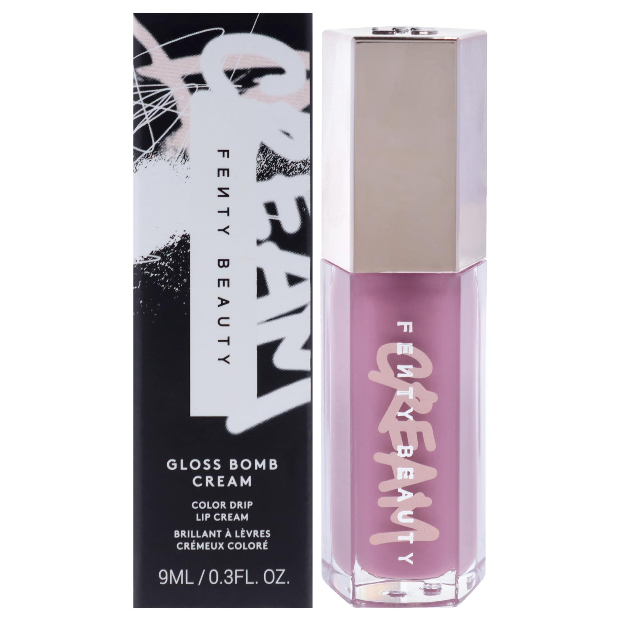 Fenty Beauty Gloss Bomb Cream Lip Color in Mauve Wives, 0.3 oz, featuring a smooth mauve lipstick with glossy finish.
