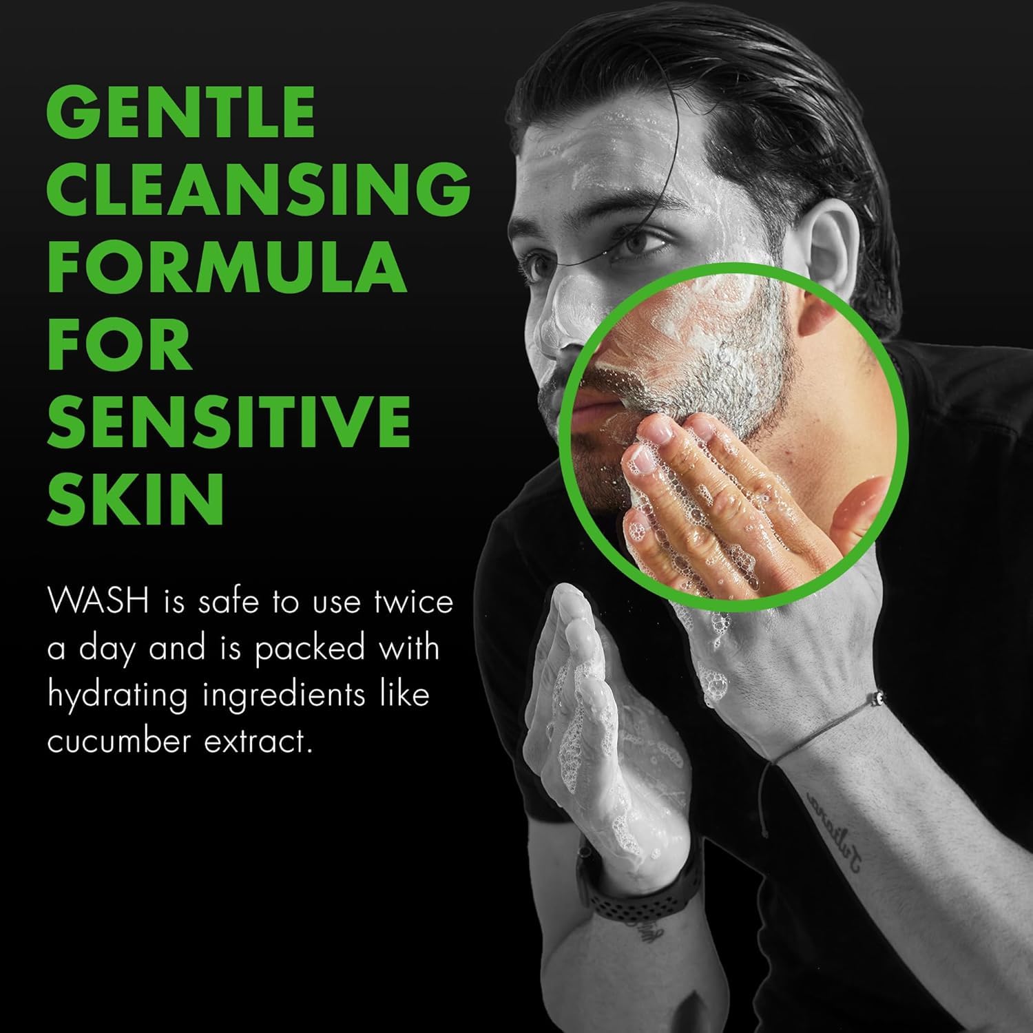 Tiege Hanley Daily Face Wash for Men, fragrance-free skin cleaning agent in a 5.5 fl oz bottle, suitable for daily skincare.