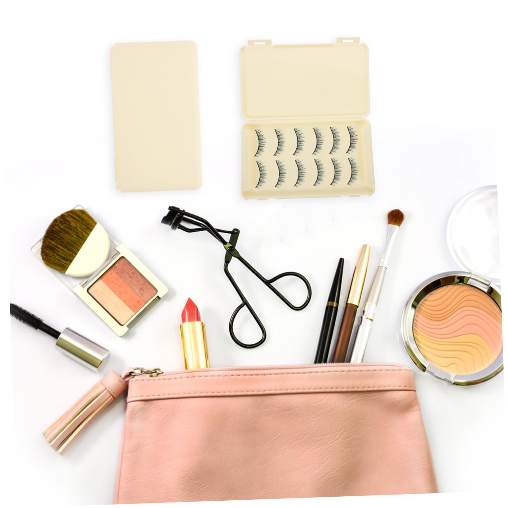 BESTYASH Large Capacity Eyelash Case, 2Pcs PP Lash Tray Organizer Beige
