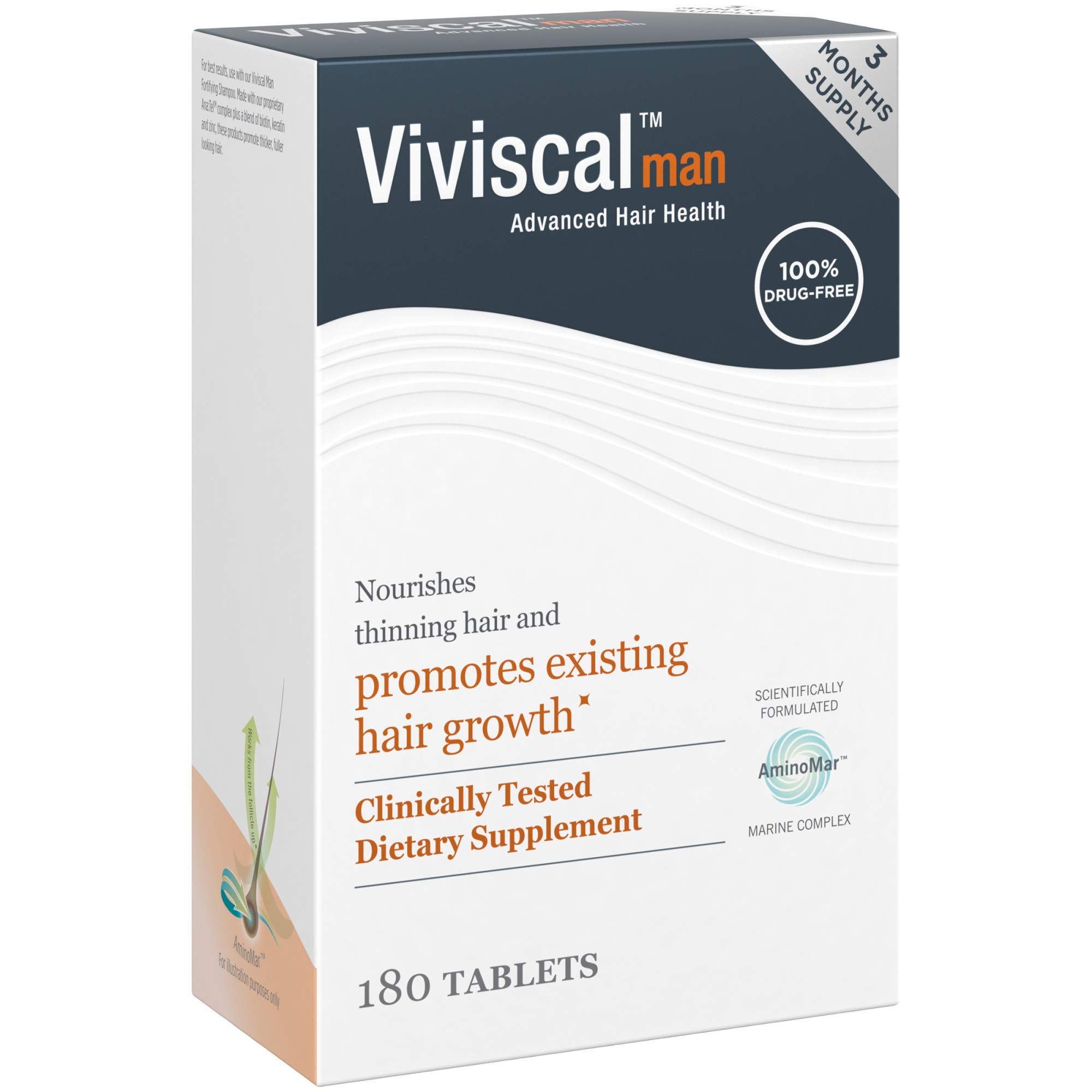 Viviscal Men's Hair Growth Supplements, 180 Tablets 3 Month Supply