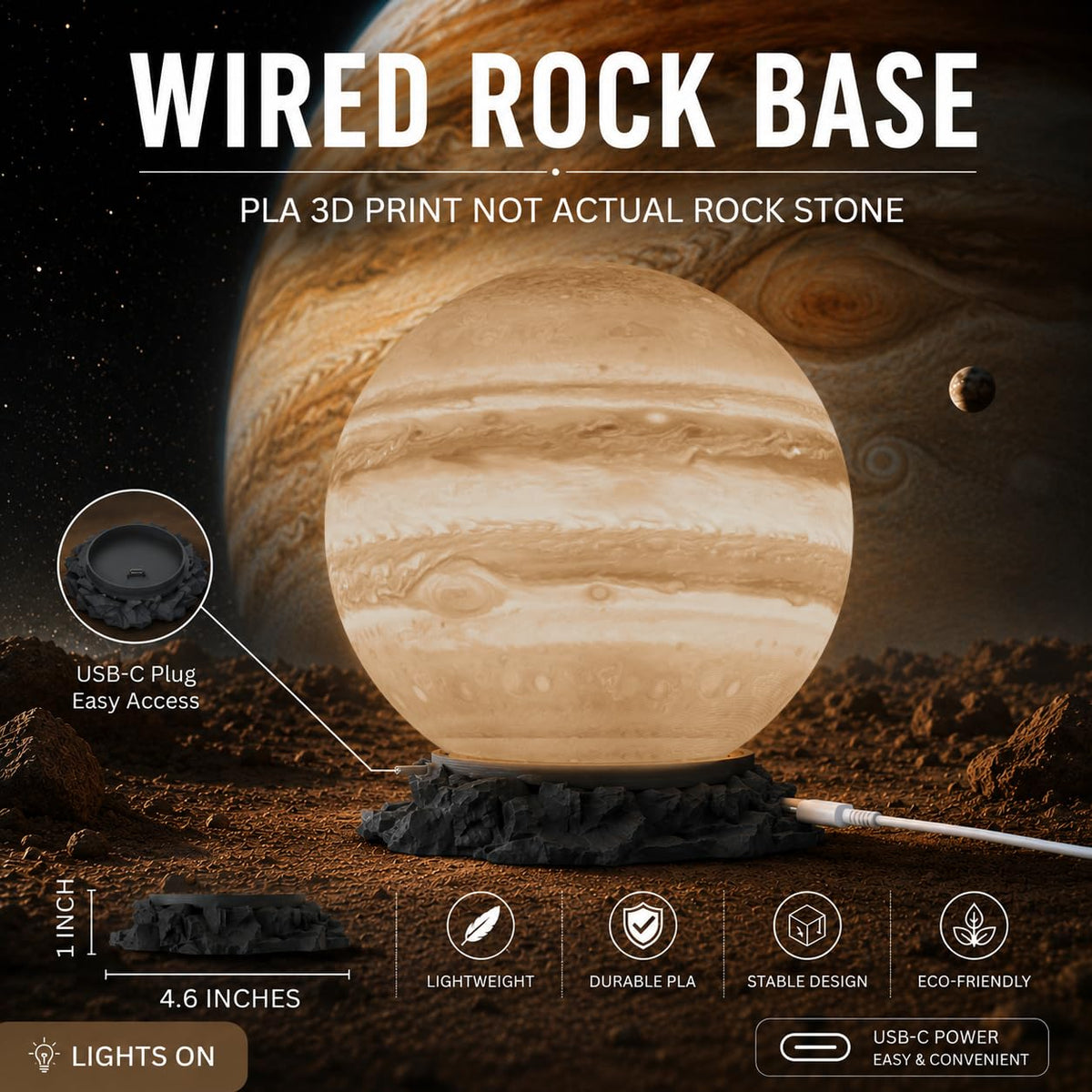 Jupiter Planet Lamp Realistic LED Night Light Space Decor - MOMO3D Official Imagery - 7