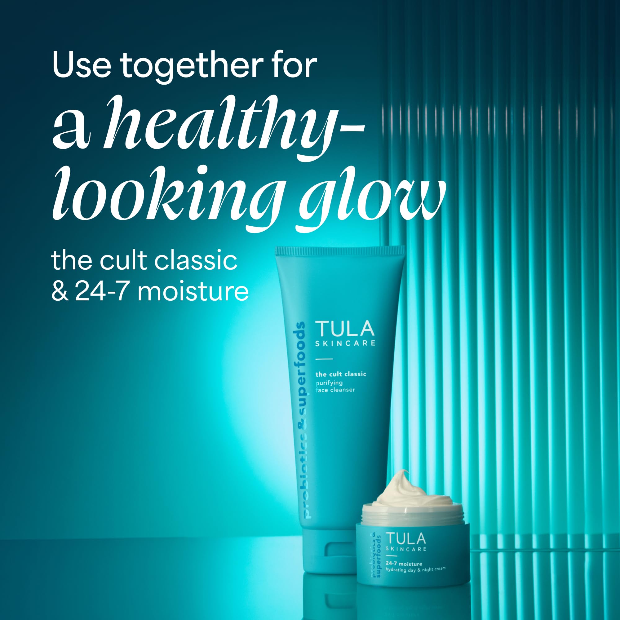 TULA Cult Classic Purifying Face Cleanser in 6.7 oz bottle, deep cleansing with prebiotics, turmeric, and antioxidants for balanced skin.