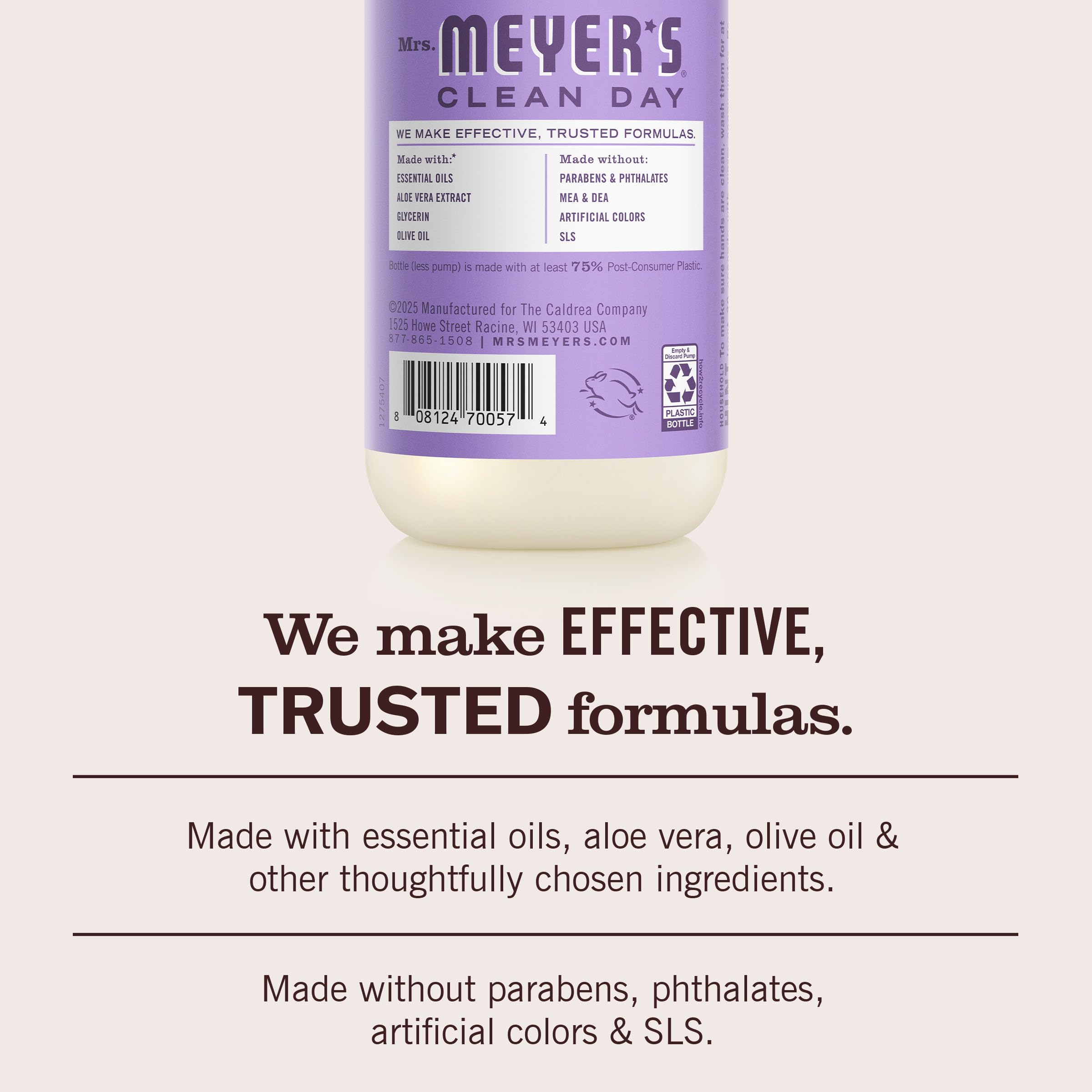 Mrs. Meyer’s Clean Day Lilac liquid hand soap 12.5 fl oz three-pack with pump bottles for skin cleaning.