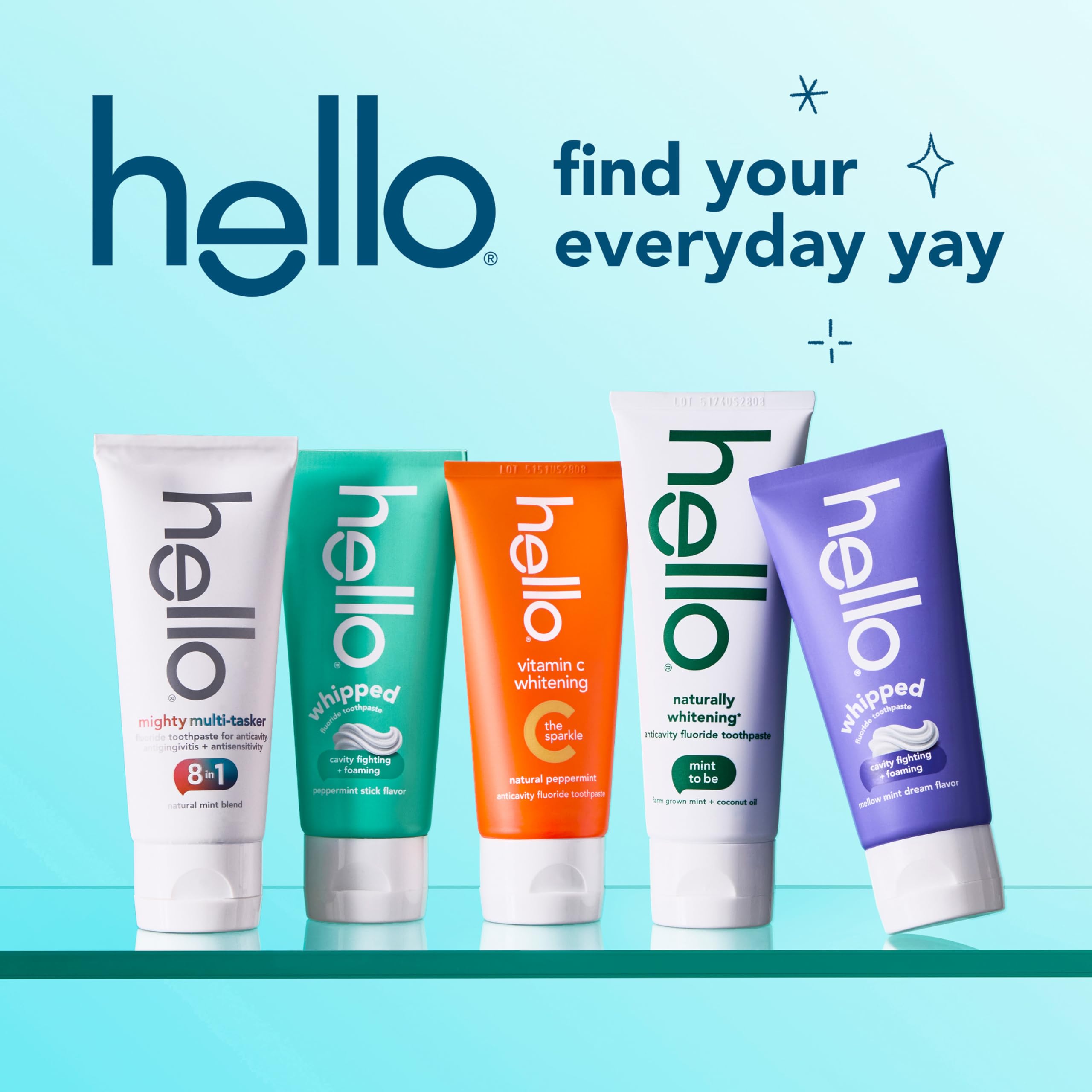 Hello Naturally Whitening Anticavity Fluoride Toothpaste, 5 Oz Tube, Natural Whitening Toothpaste with Coconut Oil, Whitens Naturally and Helps Remove Surface Stains, SLS Free, Vegan, Mint, 3 Pack