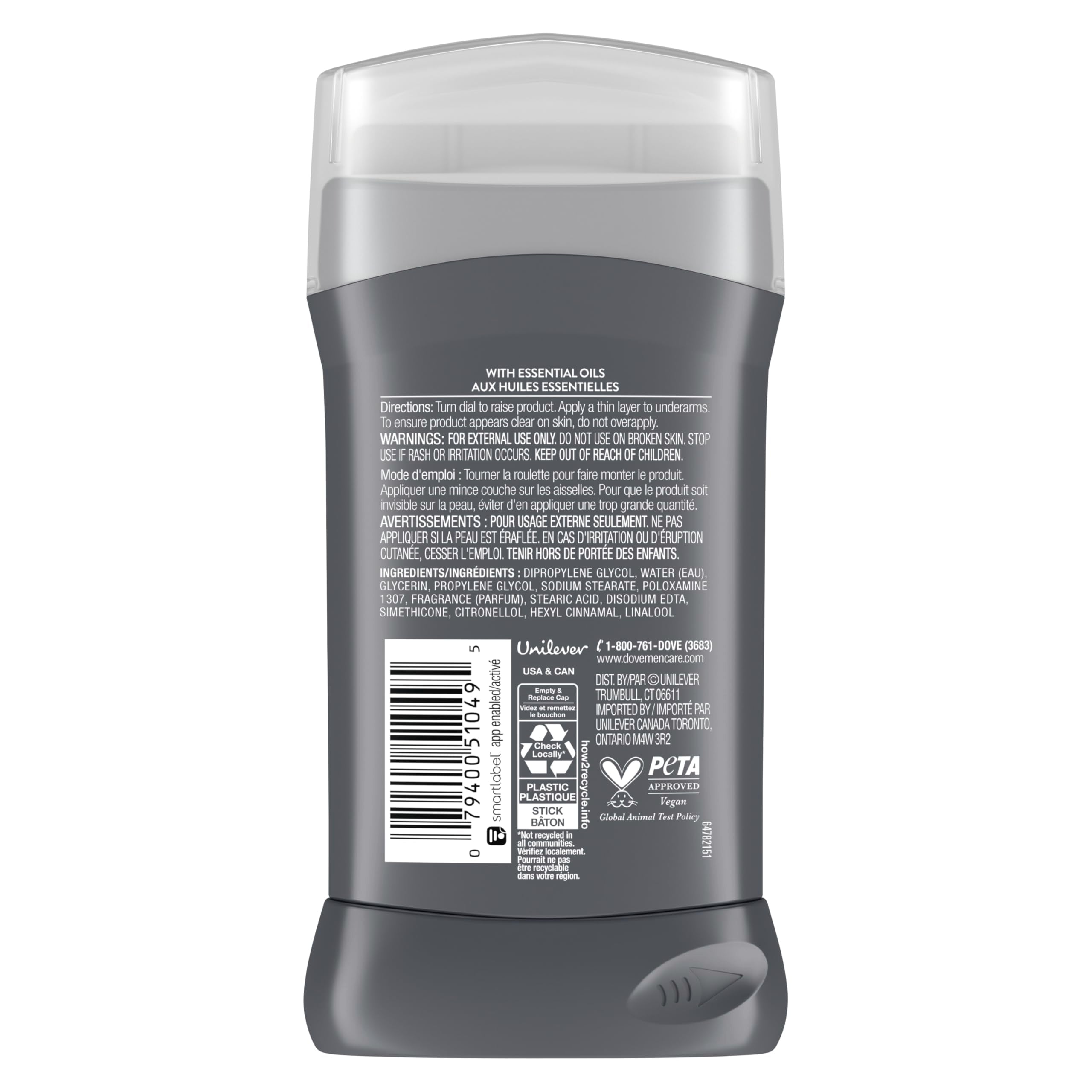 Dove Men+Care Moon Oasis aluminum-free deodorant 4-pack, natural stick deodorants for men with fresh scent.