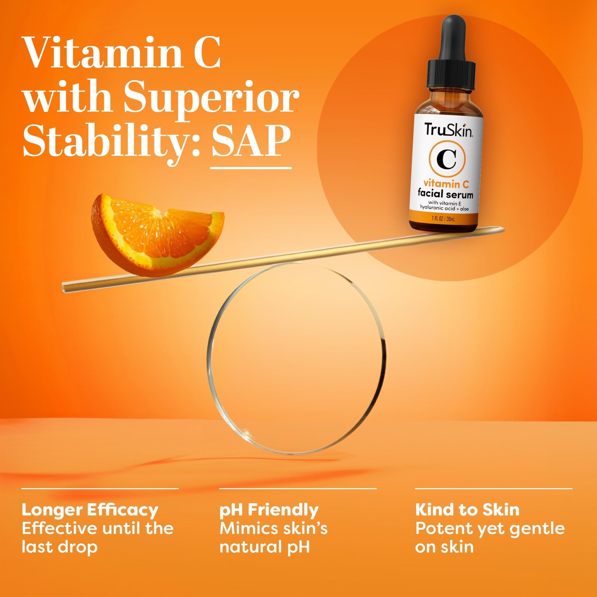 TruSkin Brightening Vitamin C Serum Hyaluronic Acid 1oz