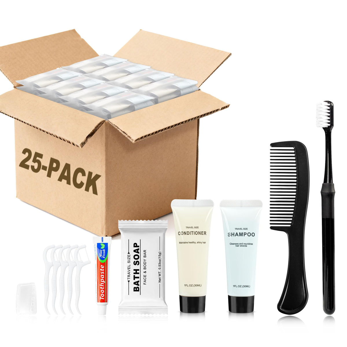 Kocpudu Hygiene Kit, Toothbrush and Toothpaste Travel Kit (25-Pack) – White, Lightweight