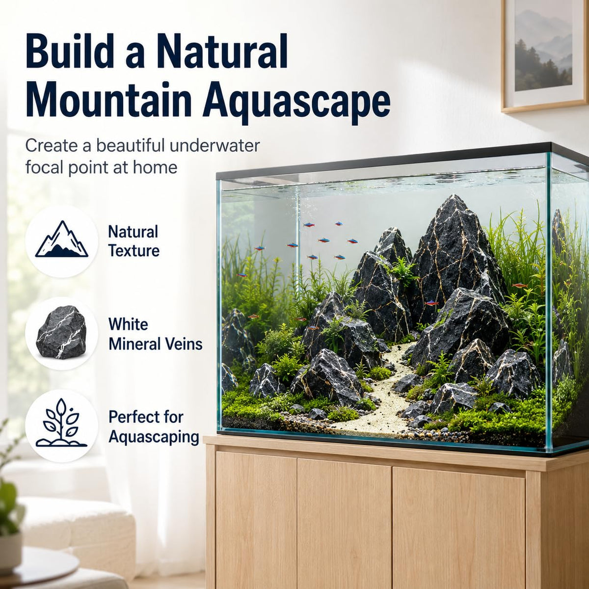 TankMatDecor 10lLBS Aquarium Rocks Seiryu Stone Natural Hardscape Stone for DIY Aquariums, Fish Tanks, Bonsai, Terrarium