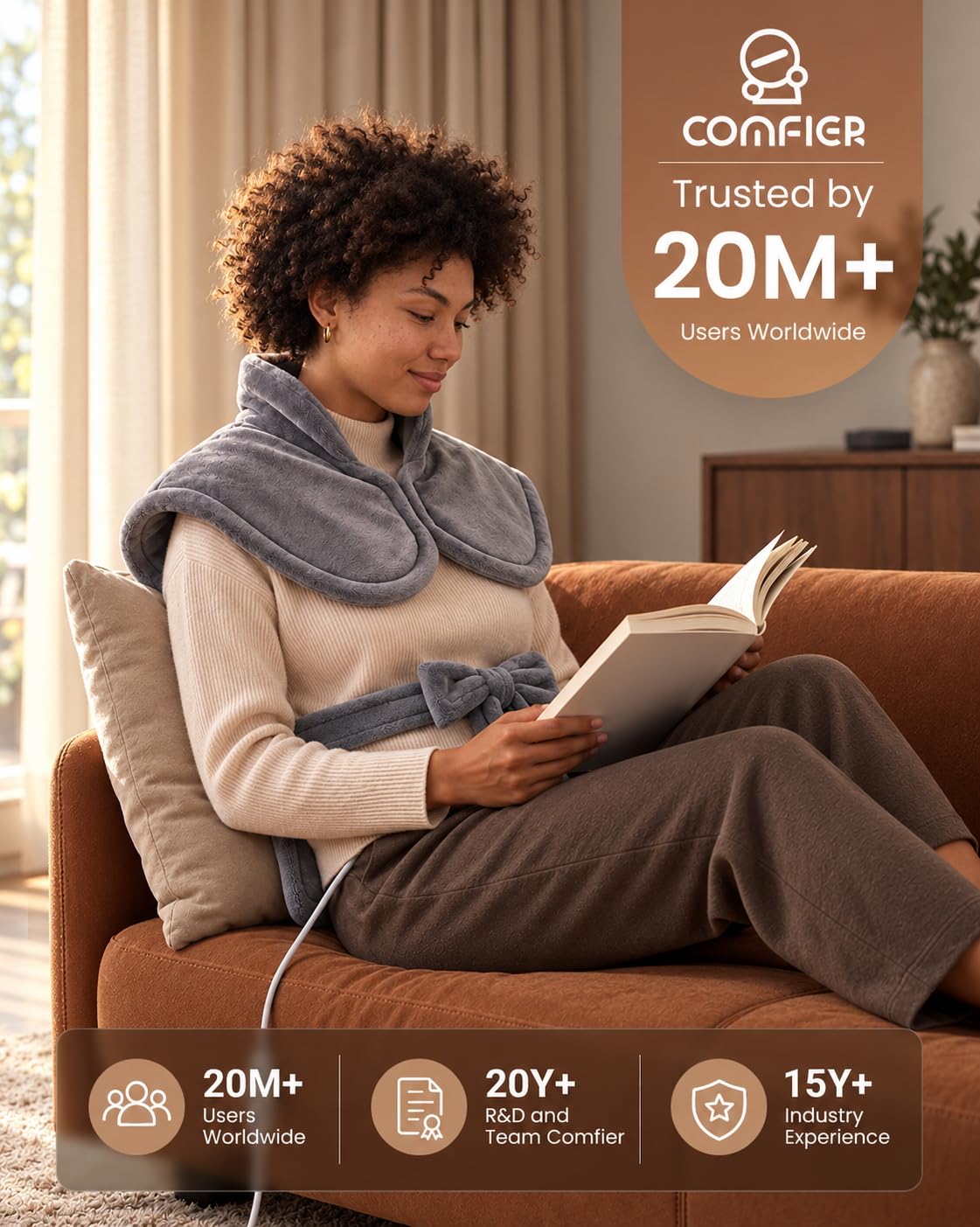 COMFIER Heating Pad for Back FSA Eligible HSA 24 x33 Gray - COMFIER Official Imagery - 3